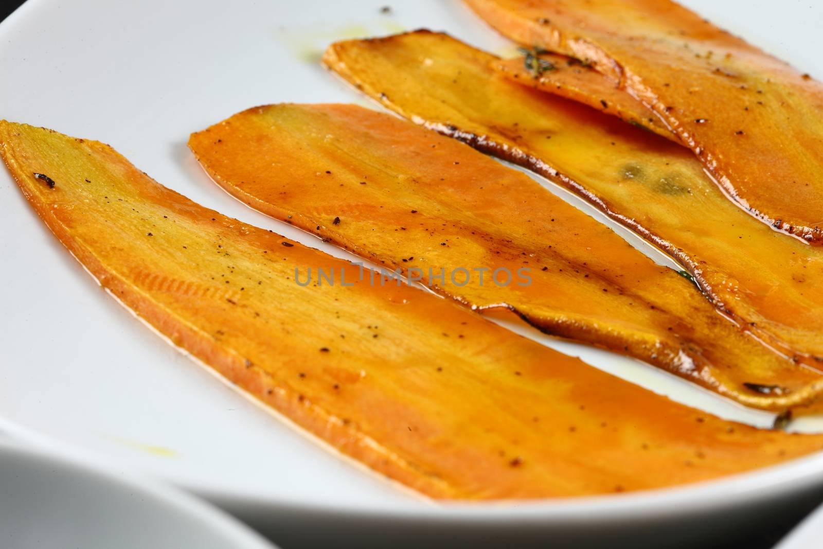 food plates on table top, ready to served for guests in a white plate. Healthy vegetable food