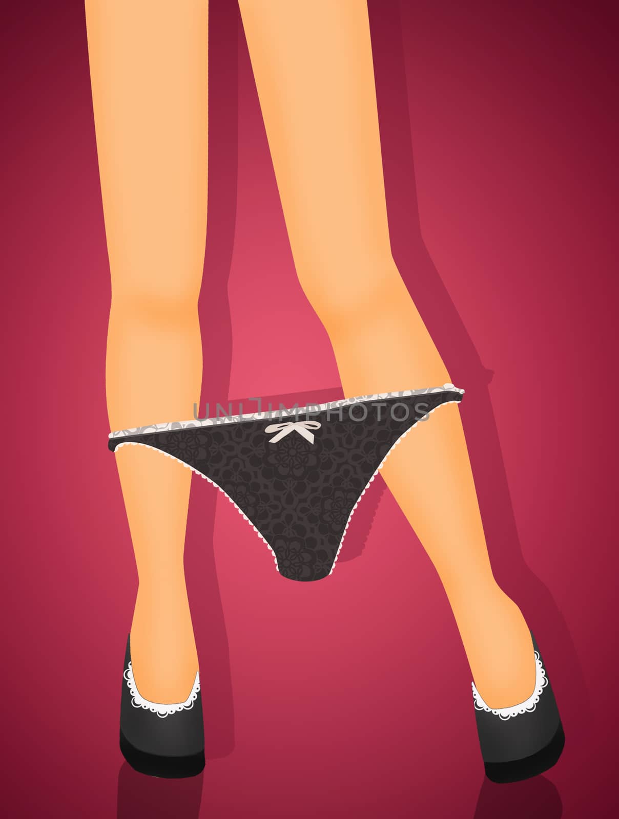 illustration of sexy female legs with red high heels