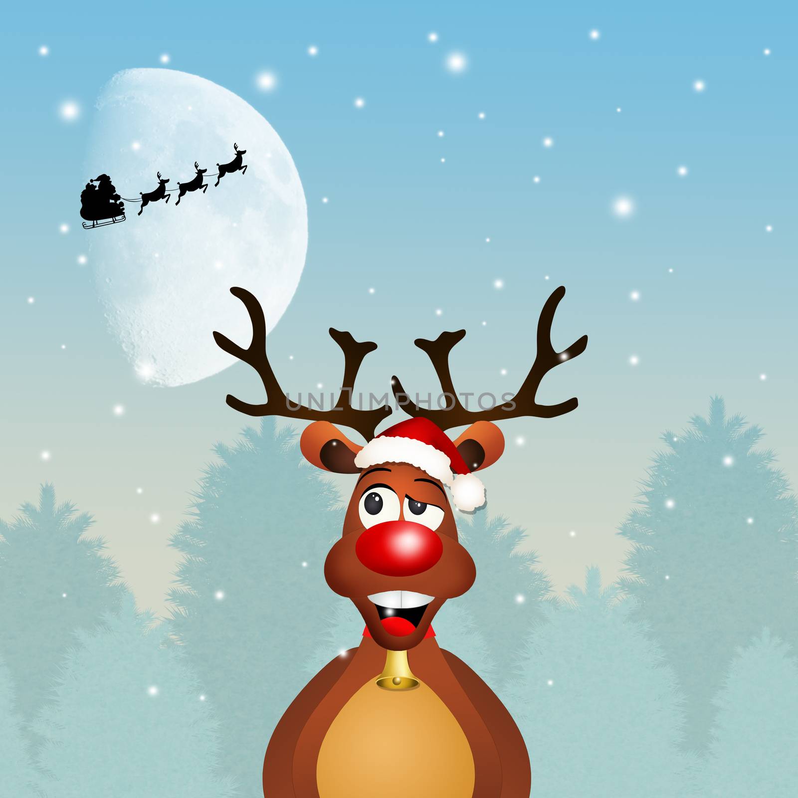 illustration of reindeer of Santa Claus