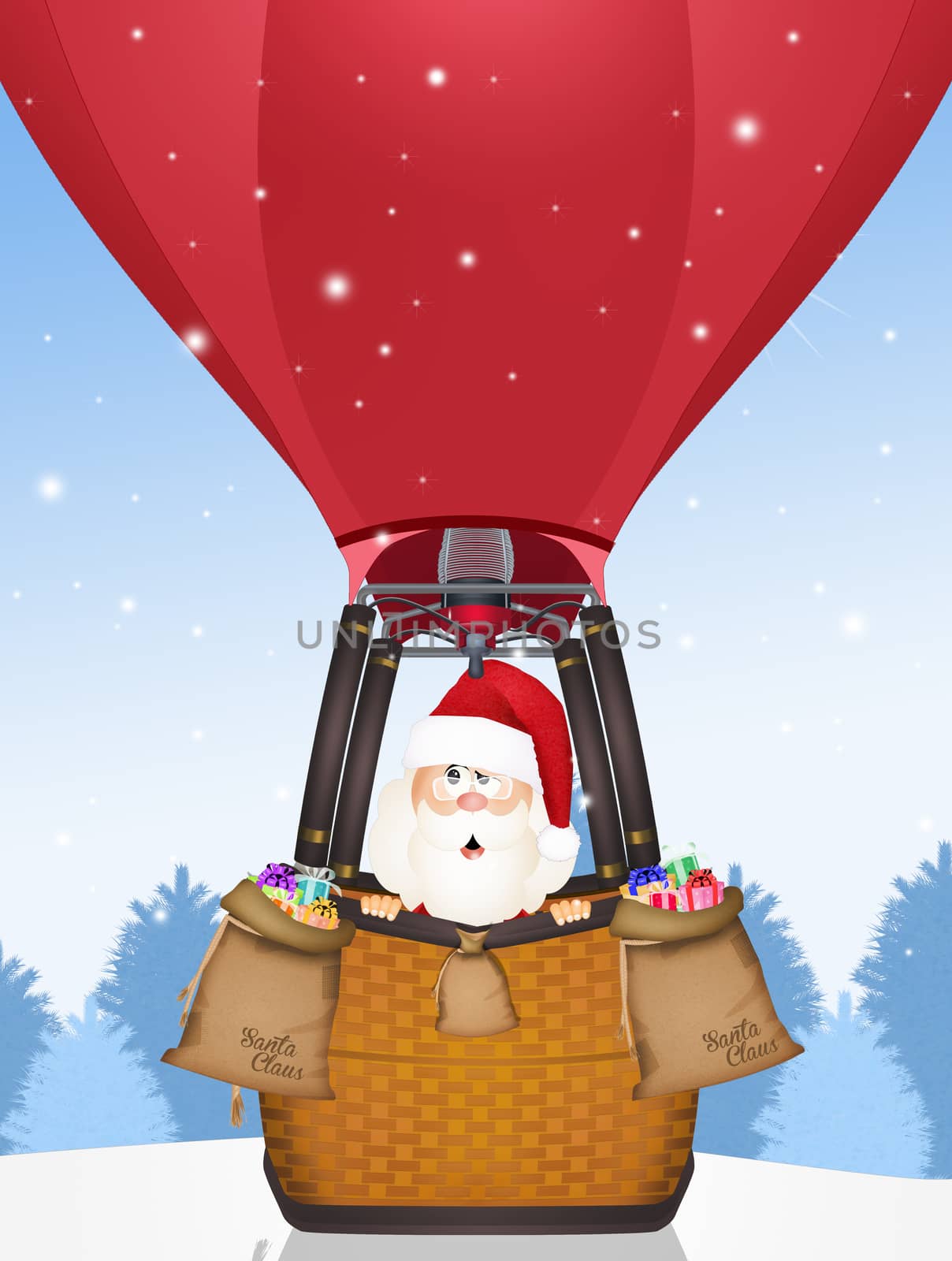 Santa Claus on hot air balloon by adrenalina