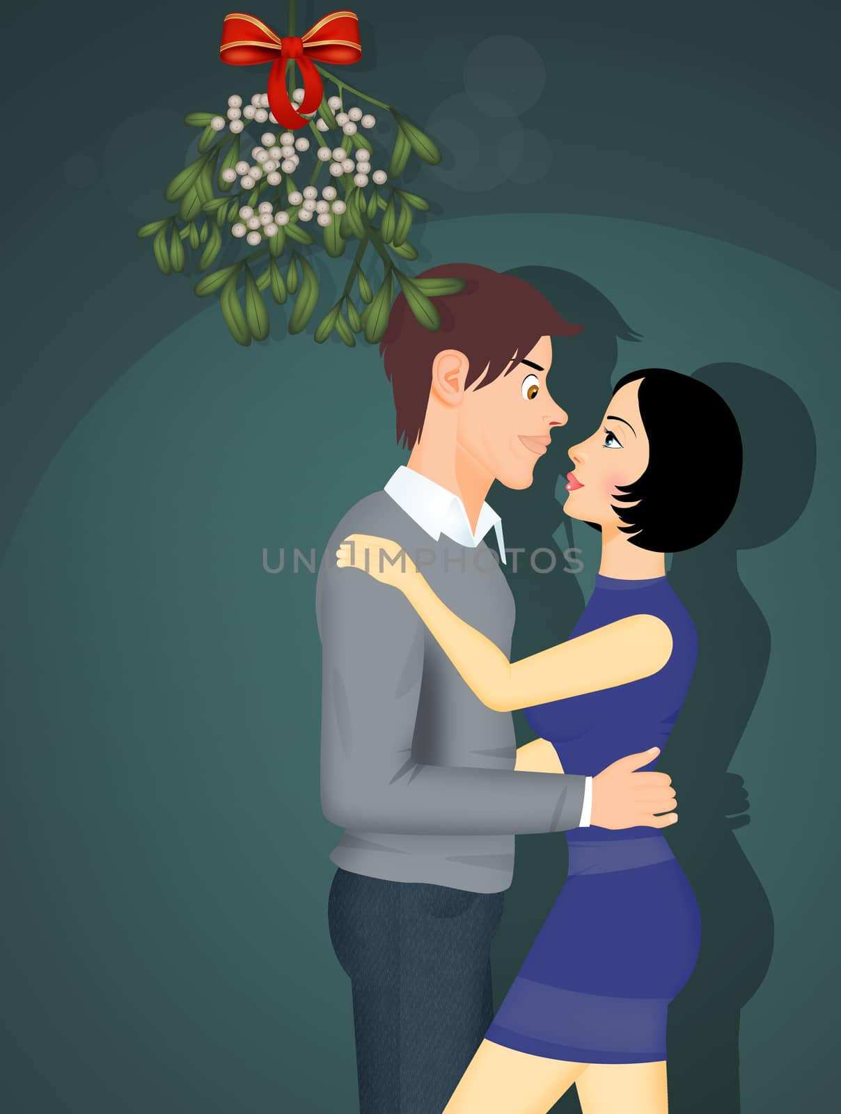 couple kissing under the mistletoe by adrenalina