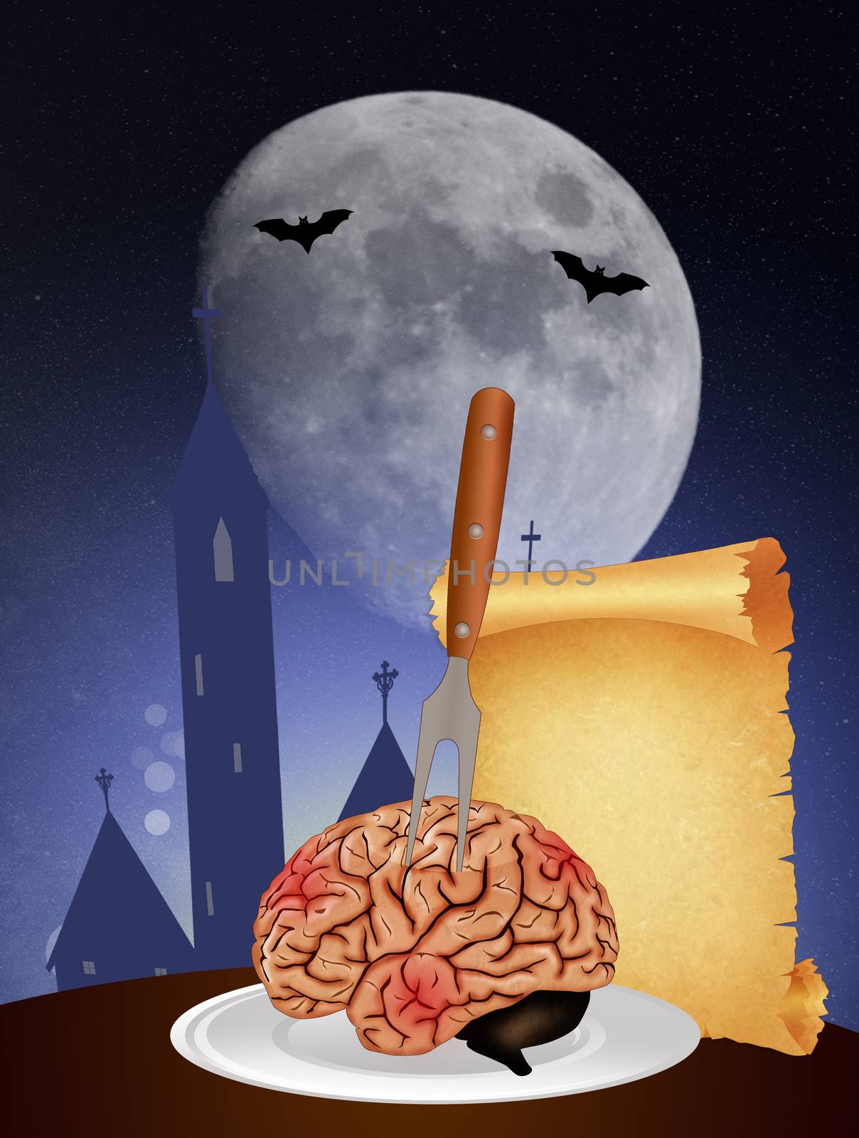 Halloween menu with human brain by adrenalina