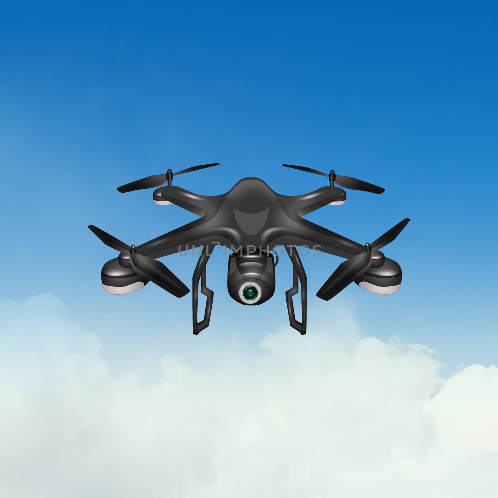 illustration of the drone in the blue sky