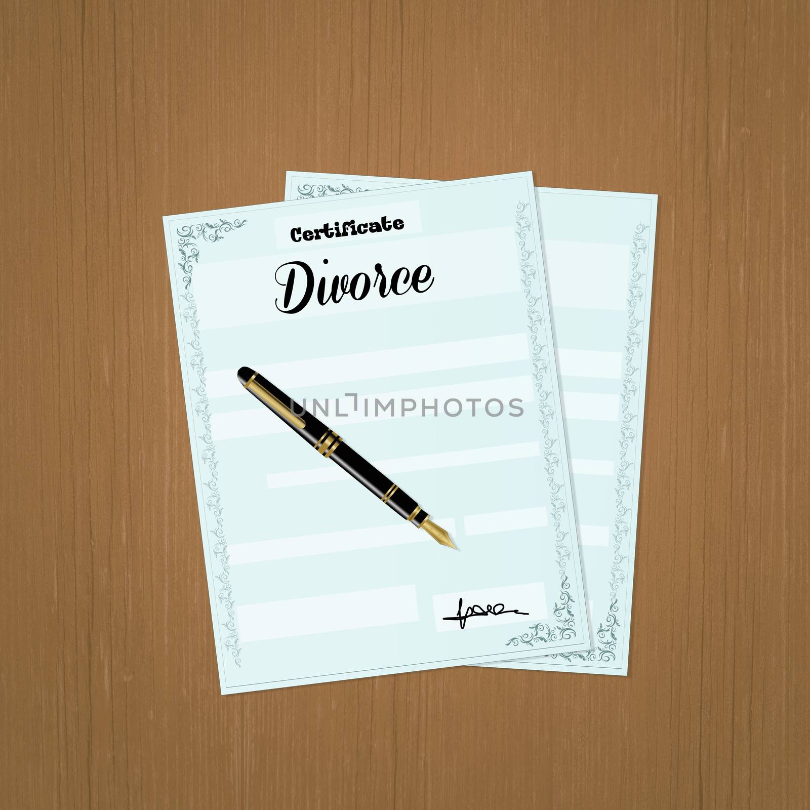 illustration of divorce papers by adrenalina
