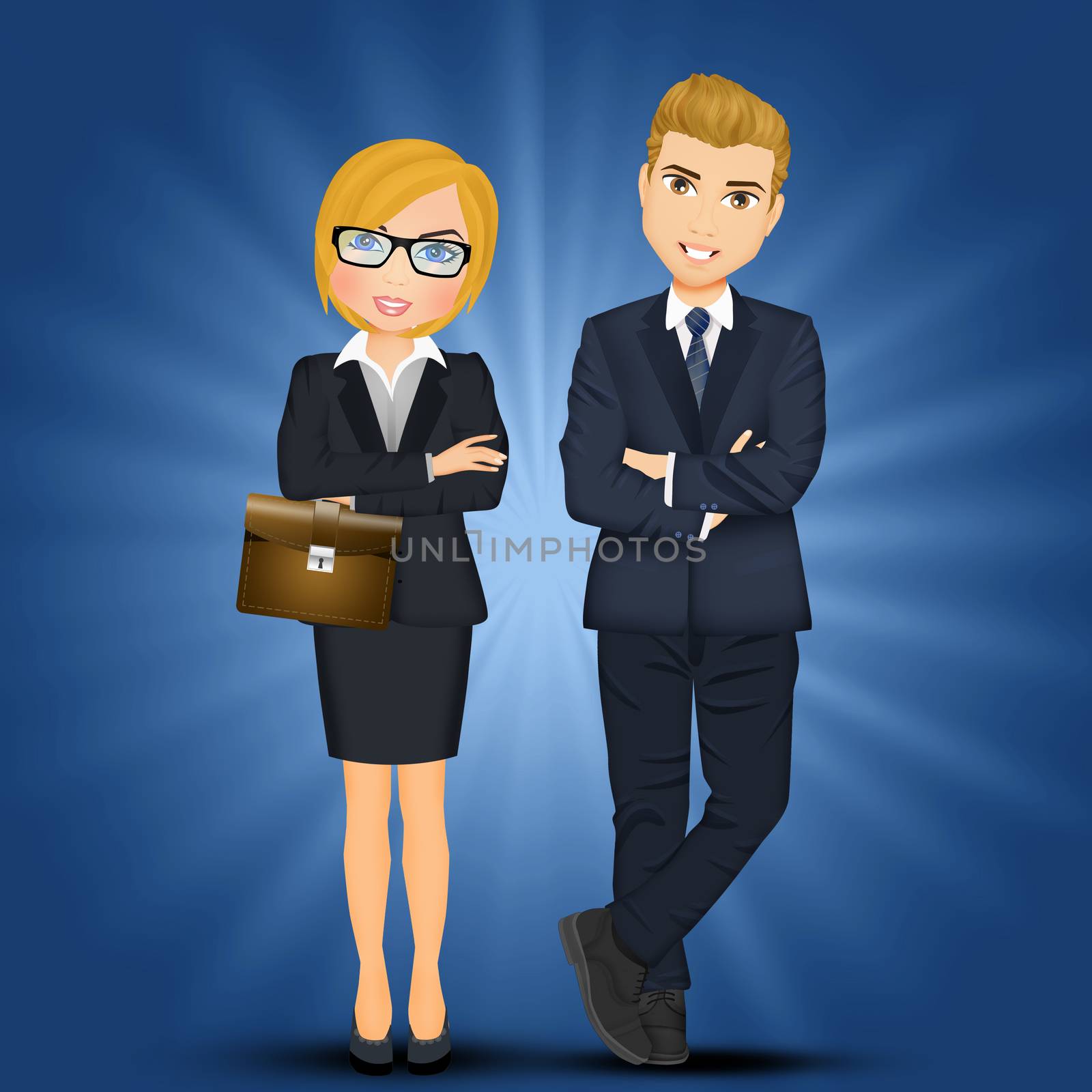 illustration of woman and man who are successful in business