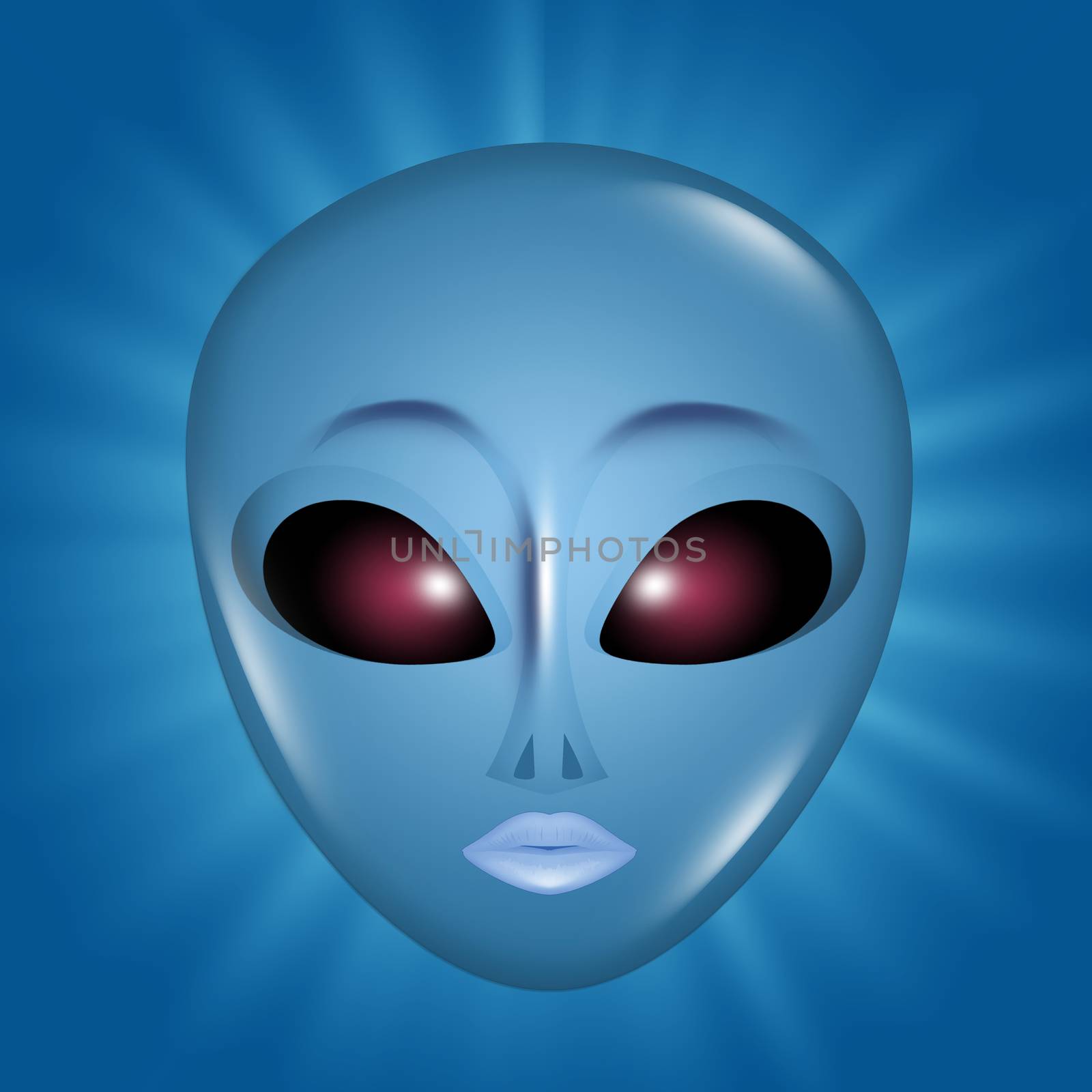 illustration of blue Alien face