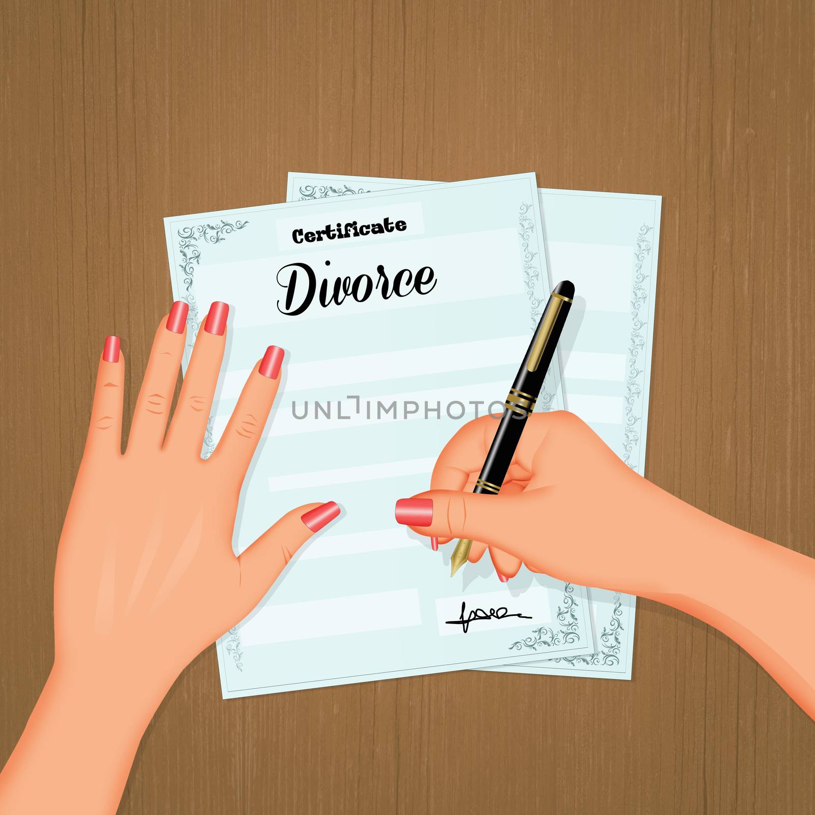 woman signs divorce papers by adrenalina