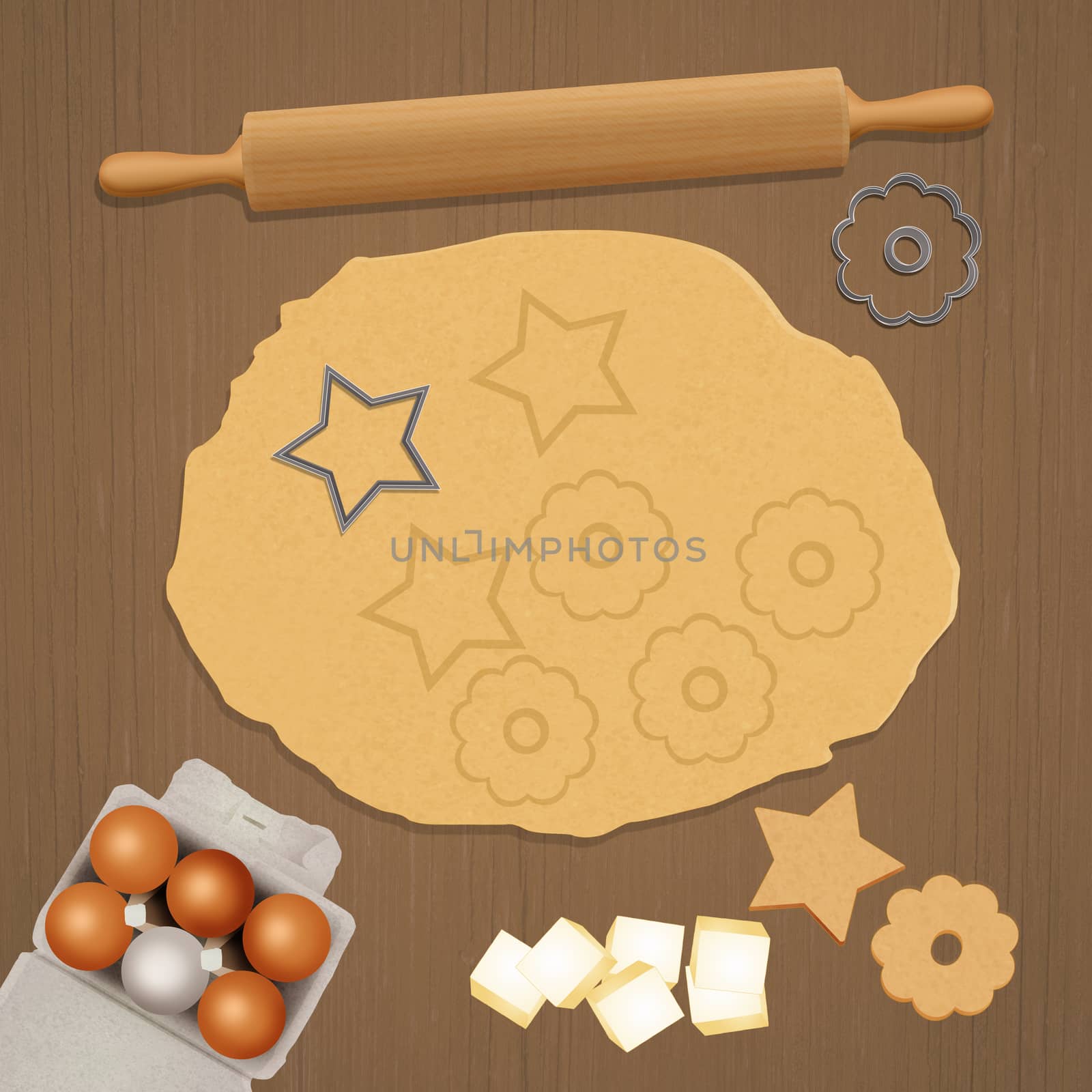 illustration of shortbread biscuits by adrenalina