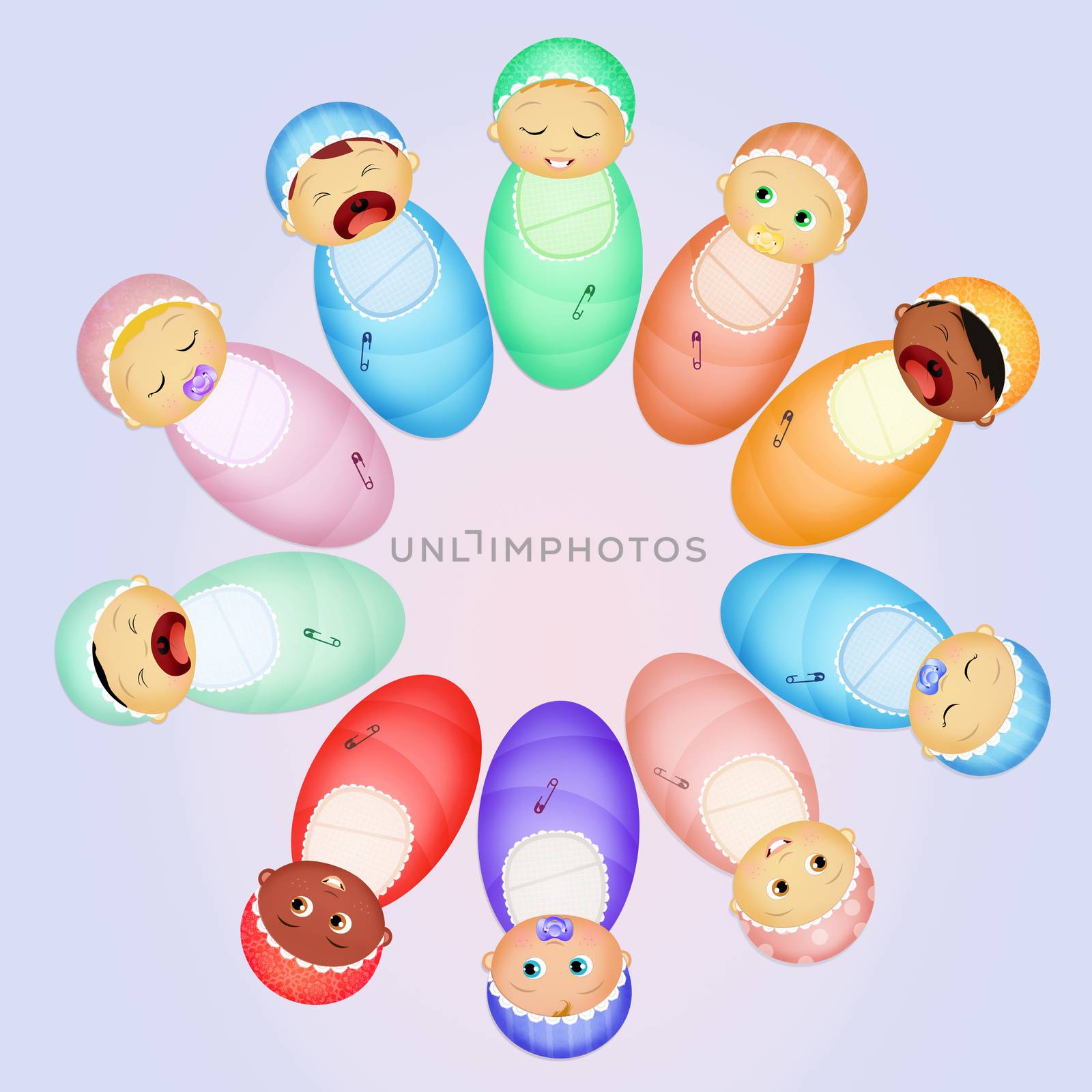 illustration of newborn children by adrenalina