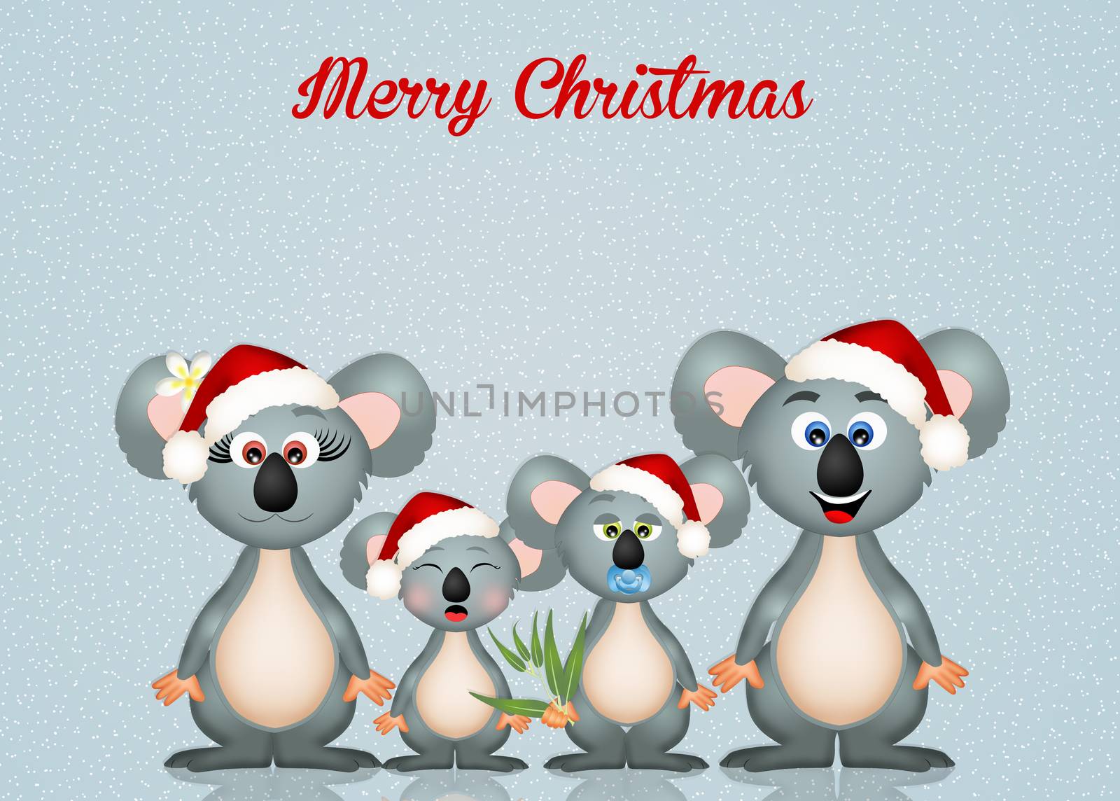 illustration of koalas at Christmas