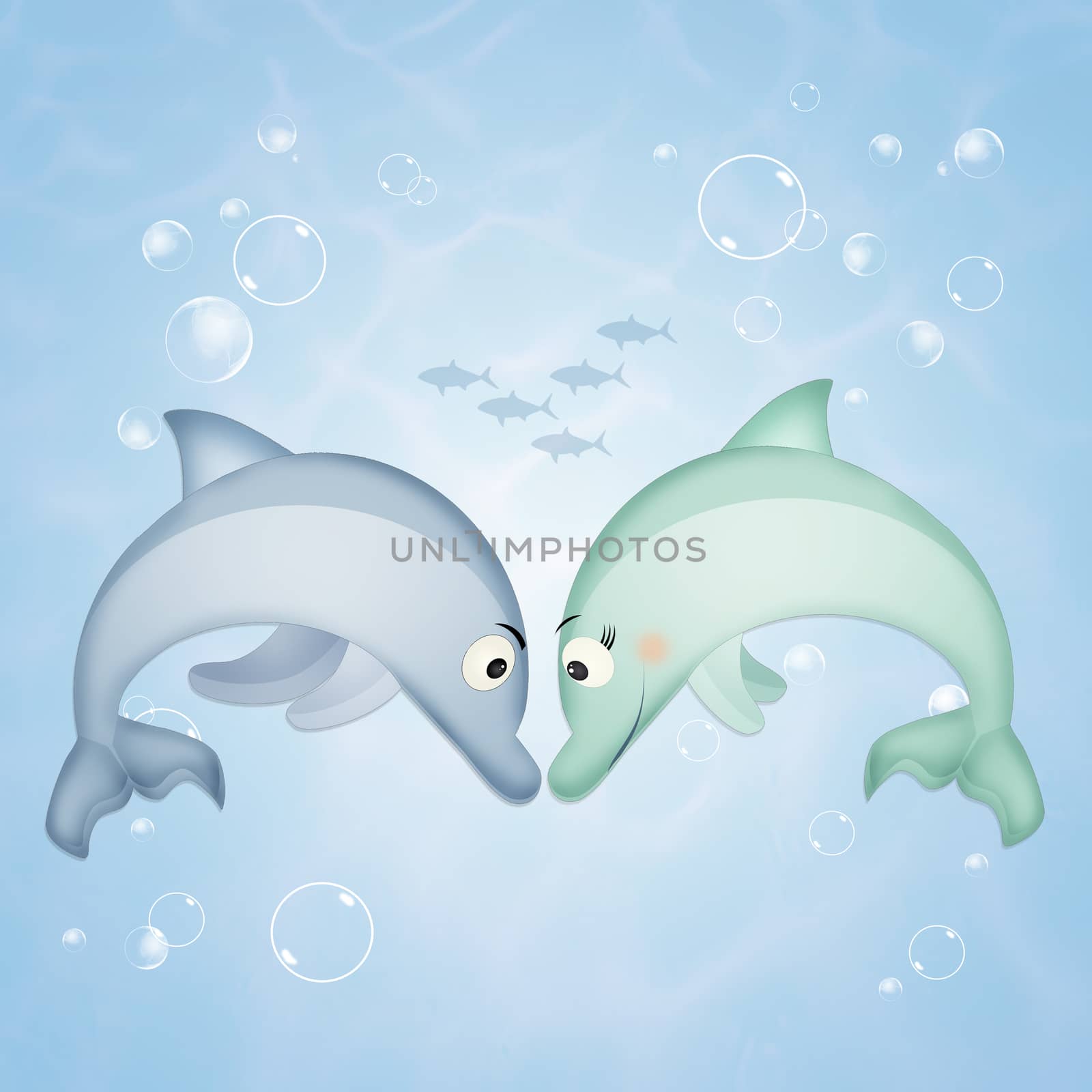 illustration of dolphins in the ocean