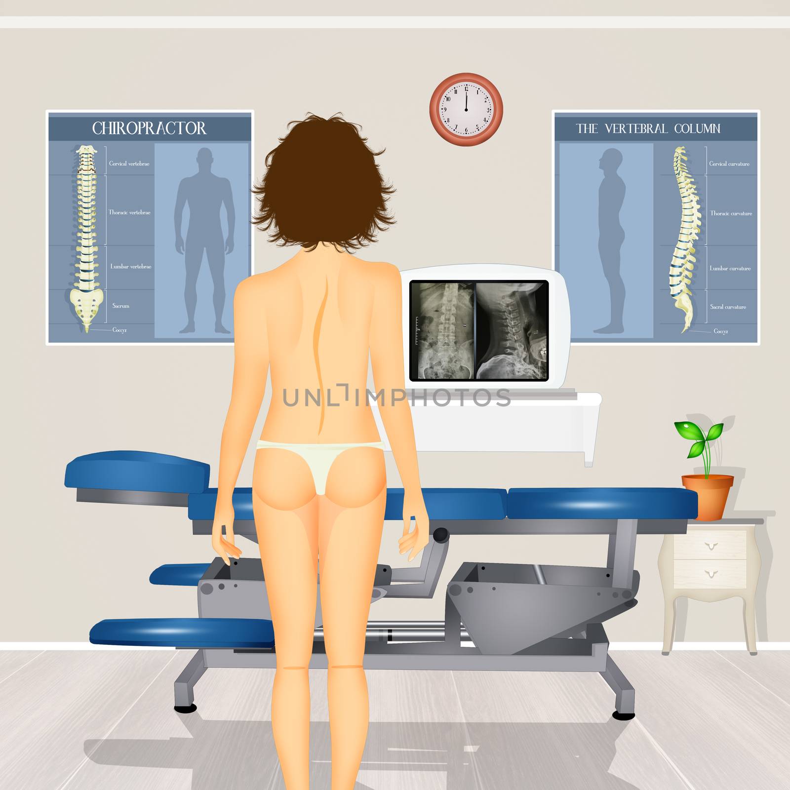 illustration of girl with scoliosis problem
