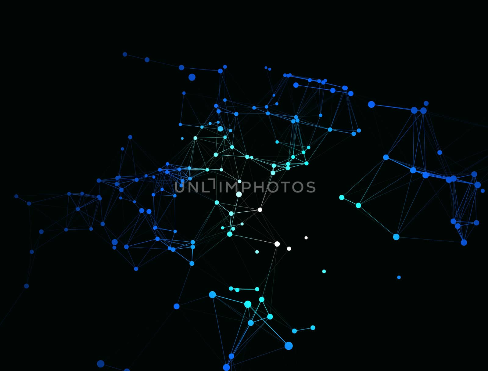 Trendy line art icon with blue dots on dark background. Decorative backdrop. Business concept. Abstract geometric pattern. Black design element. Trendy decor.