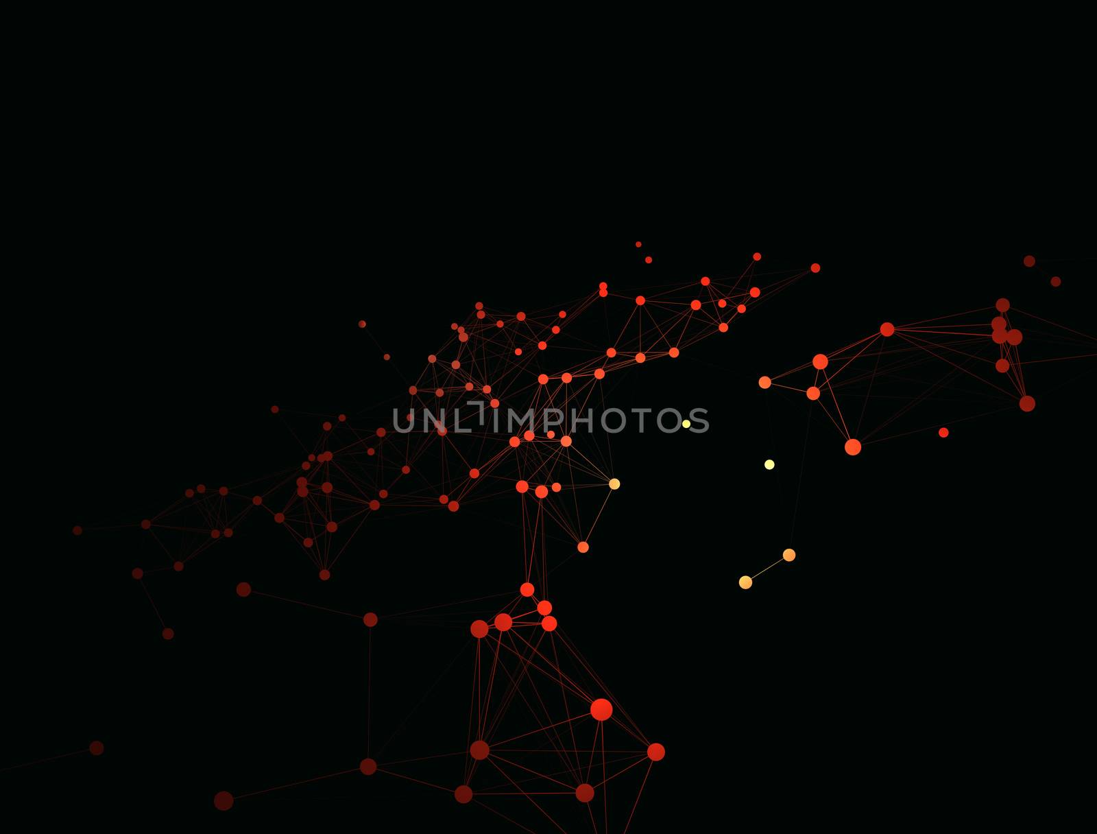 Trendy line art icon with red and yellow dots and line dots on dark background. Decorative backdrop. Business concept. Abstract geometric pattern. Black design element. Trendy decor.