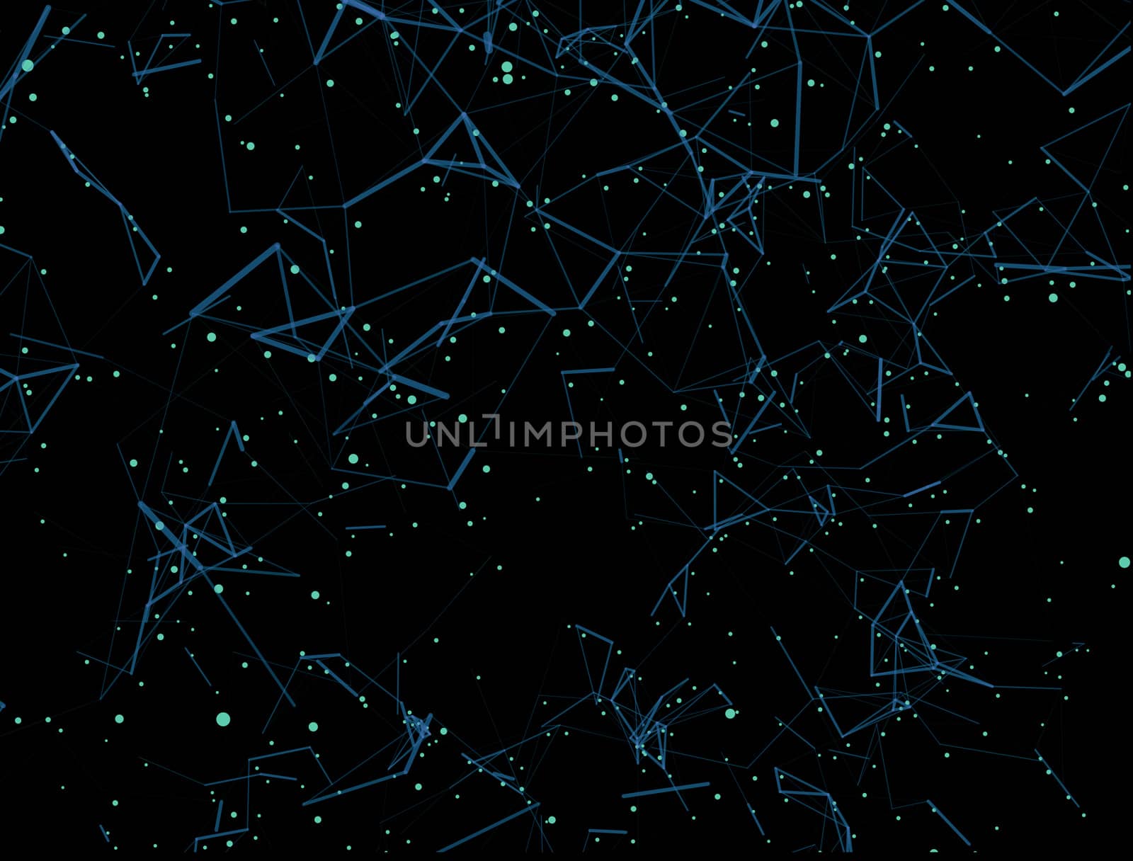 Abstract dark background with blue lines and dots