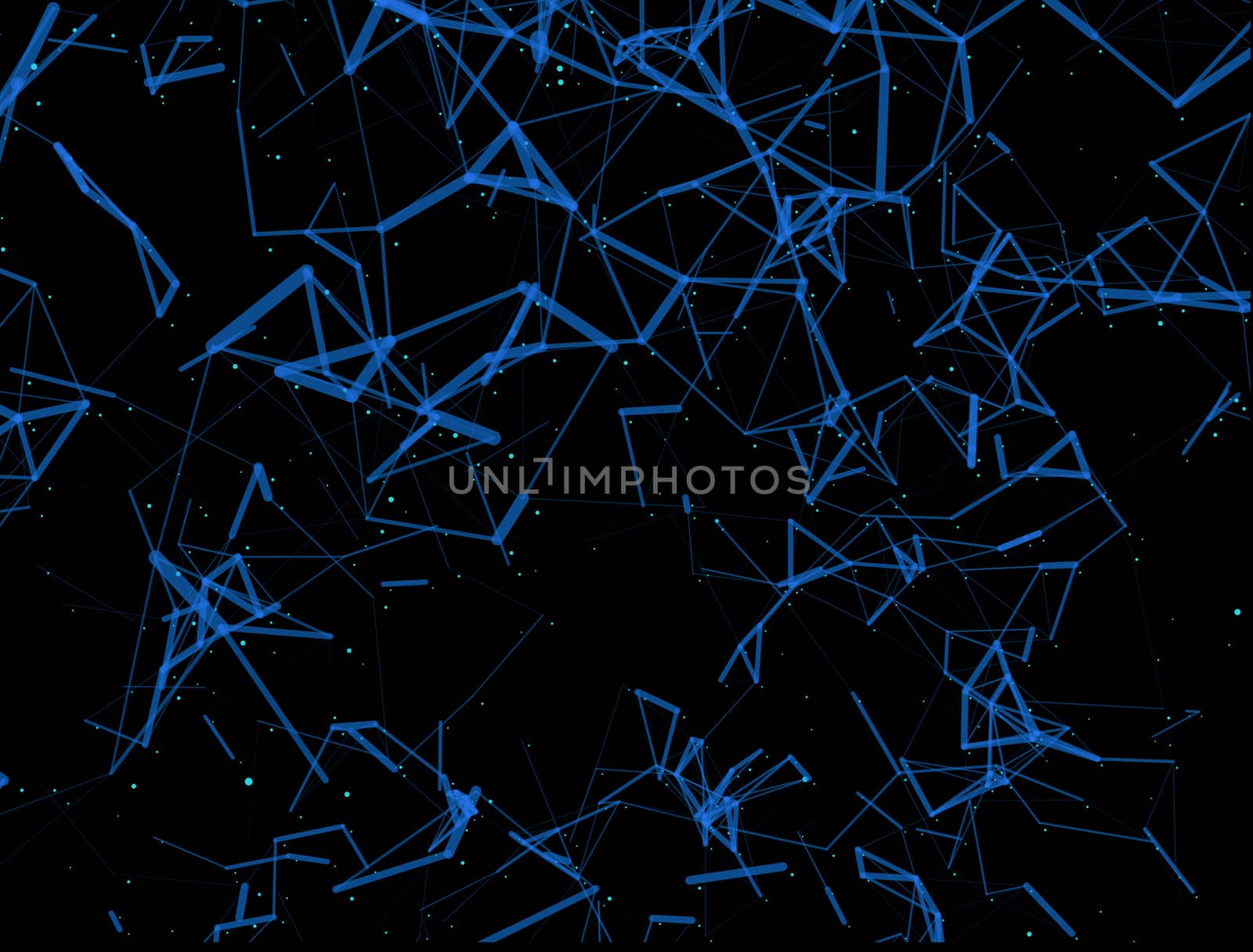 Abstract dark background with blue lines and dots