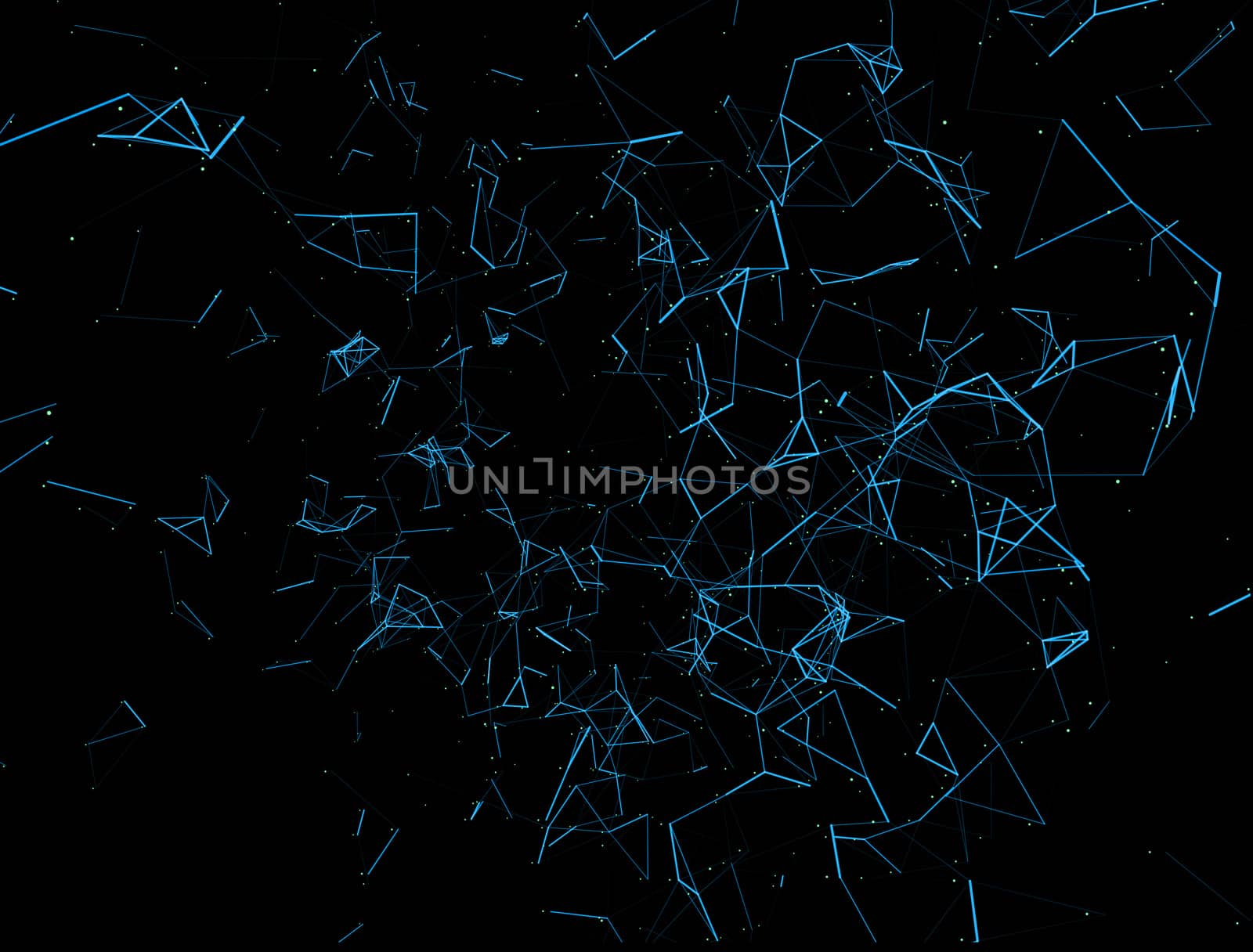 Abstract dark background with blue lines and dots