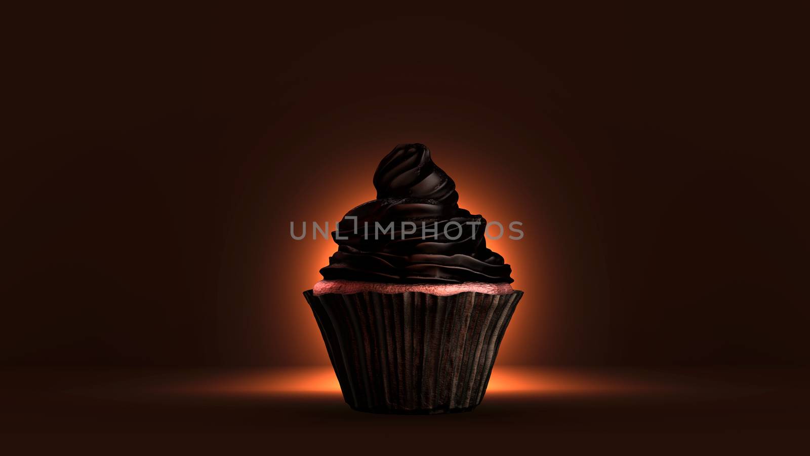 Cupcake with black chocolate cream. 3D Rendering by ytjo