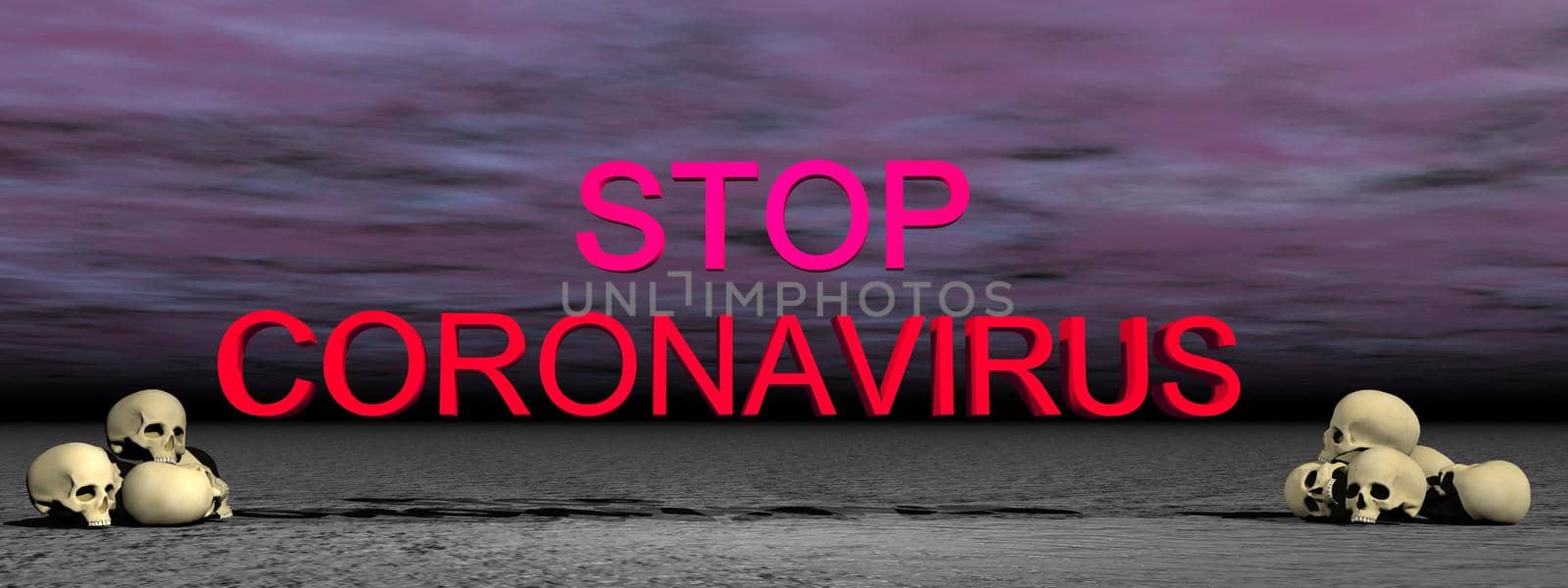 stop coronavirus and sky clouds - 3d rendering