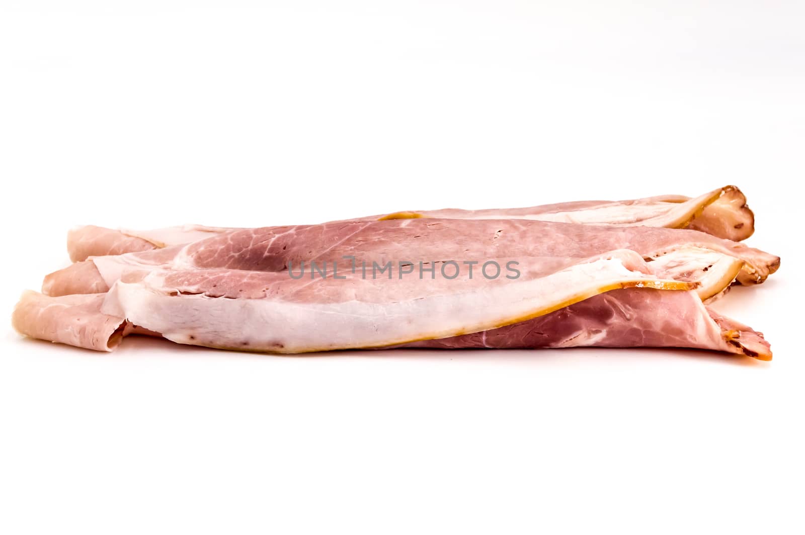 Cooked ham slice isolated in belgium