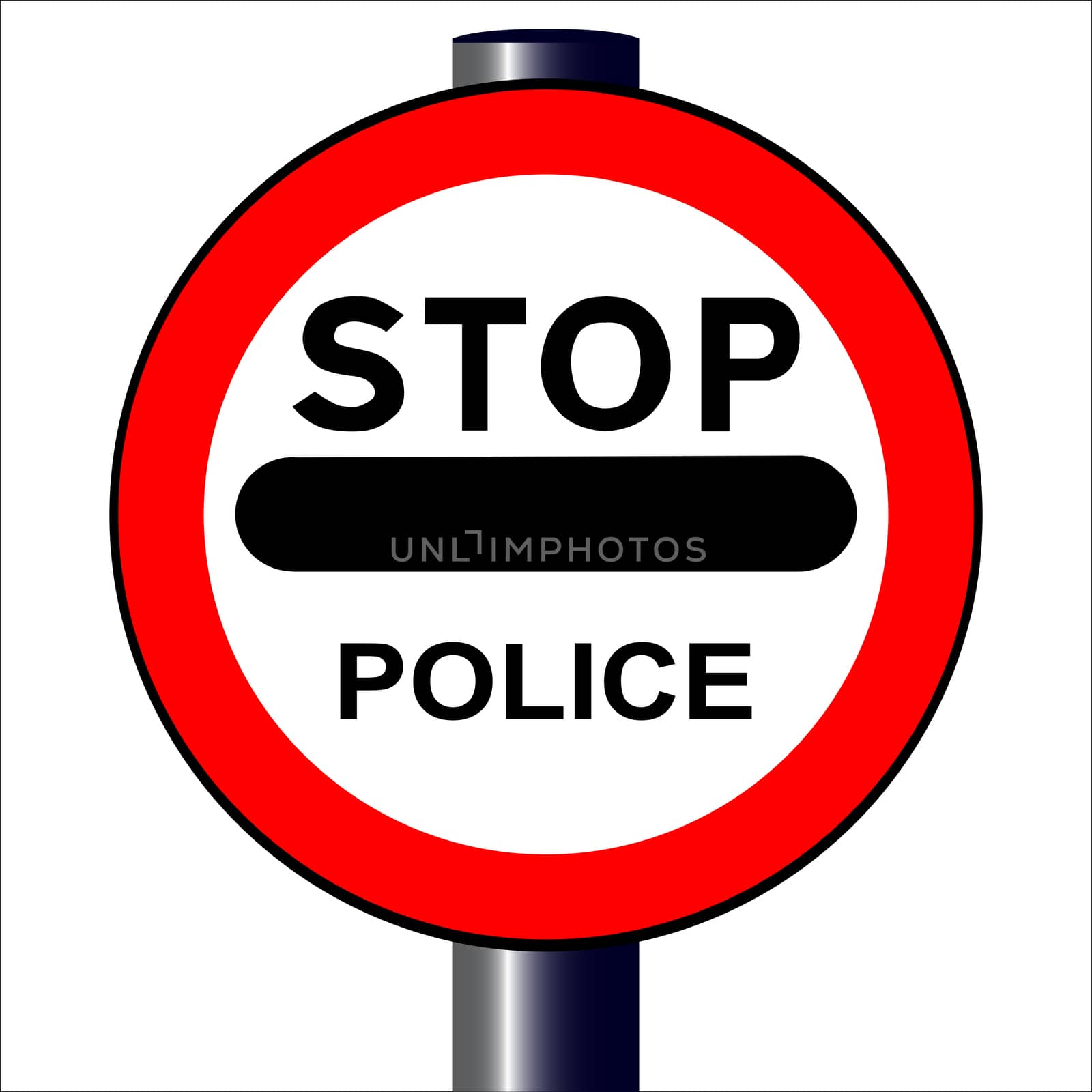 A police stop sign over a white background