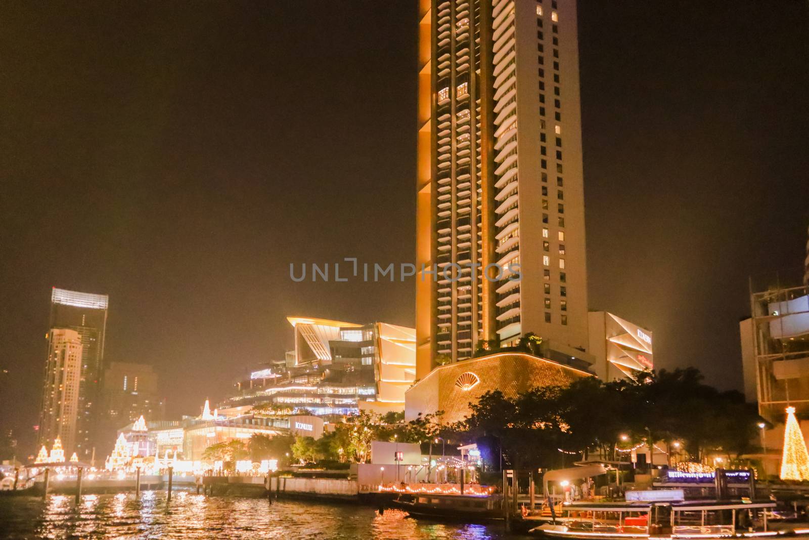 Night photo of Bangkok. Evening life in a big city