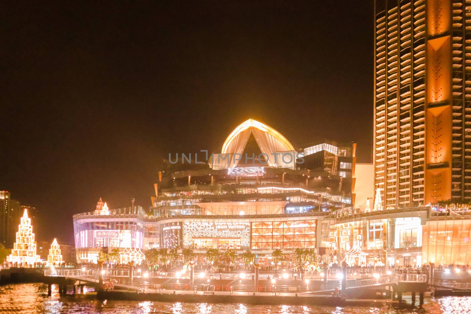 Night photo of Bangkok. Evening life in a big city