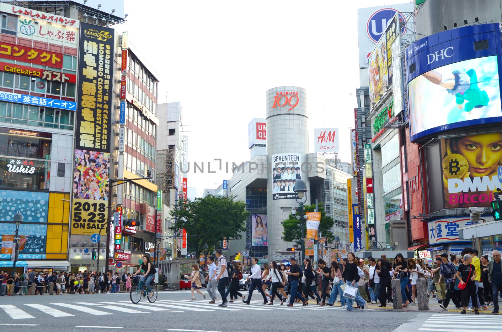 TOKYO, JAPAN - May 29, 2018: Tokyo, Japan.View of Shibuya Crossing, one of the busiest crosswalks in the world.