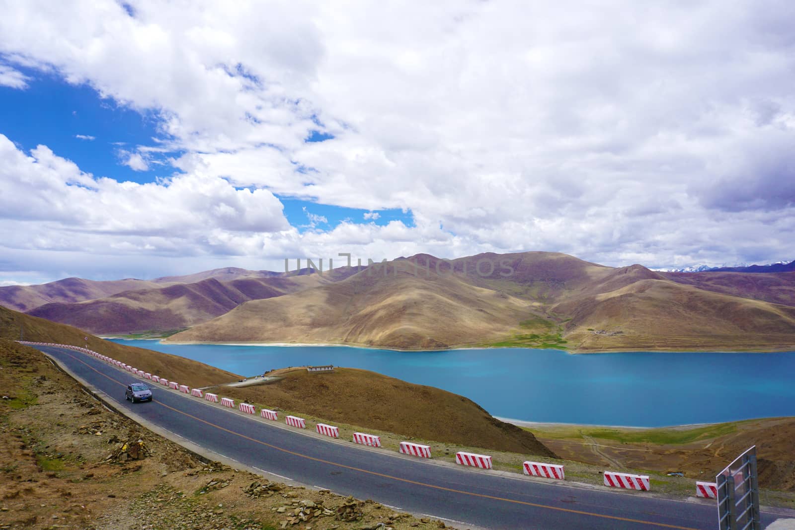 The Yamdrok Yumtso lake, one of the three largest sacred lakes in Tibet.