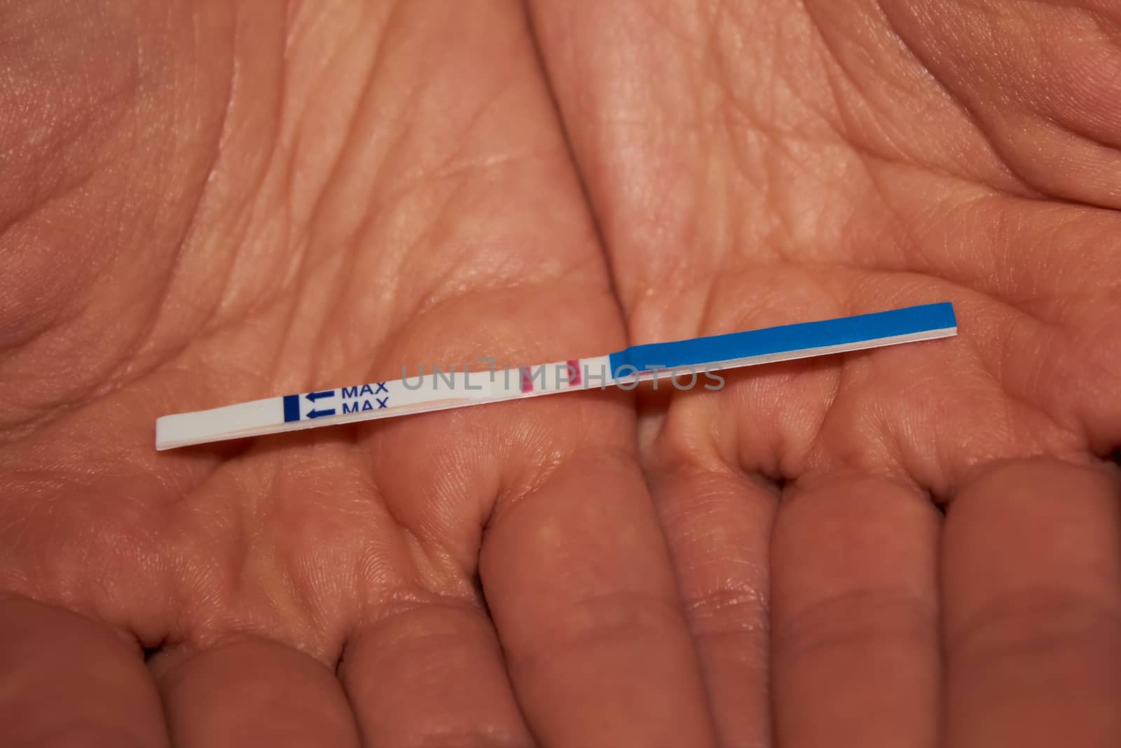 Woman holding pregnancy test, New life and new family concept. Shallow dof