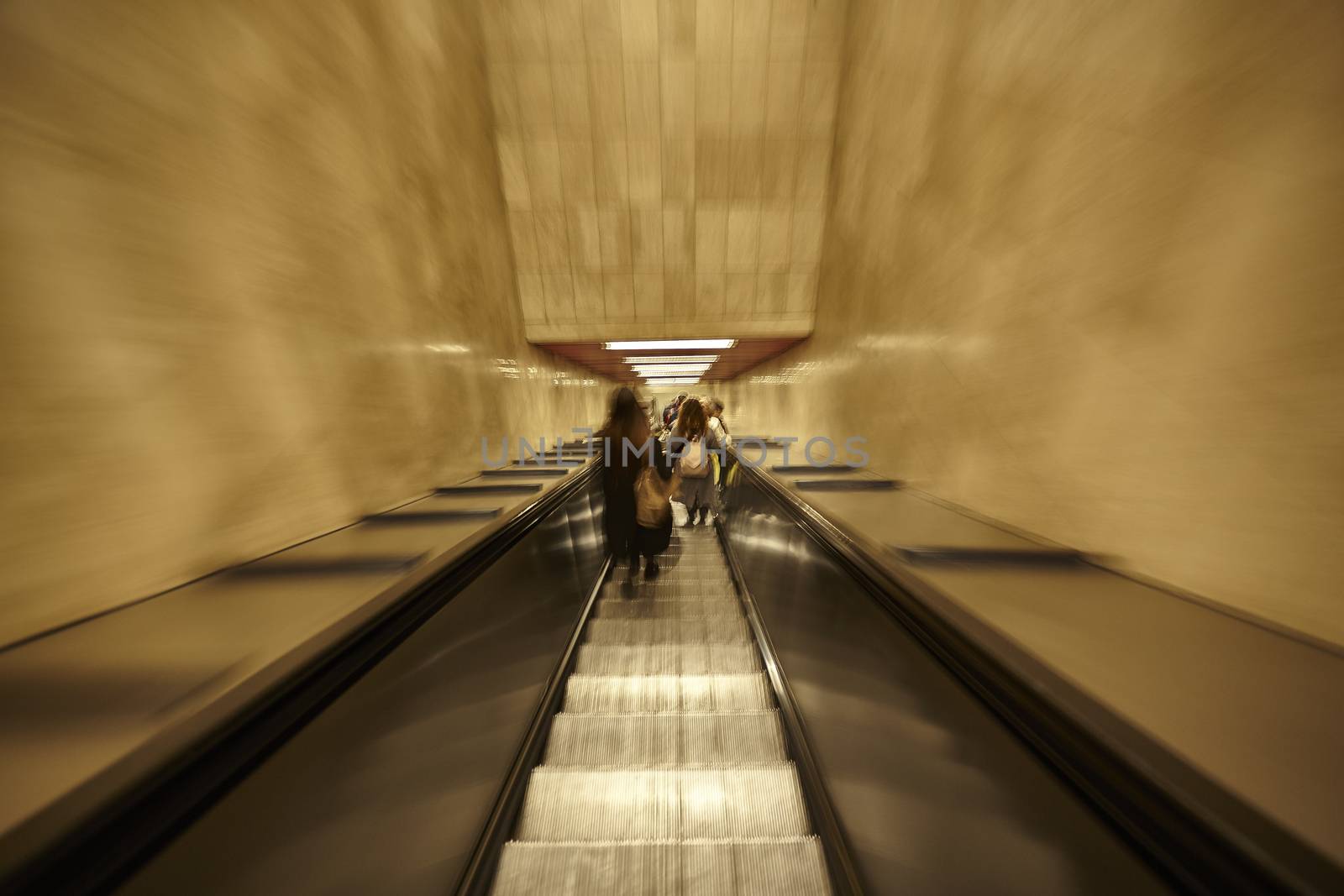 Escalators go down to the Milan metro with movement effect by pippocarlot