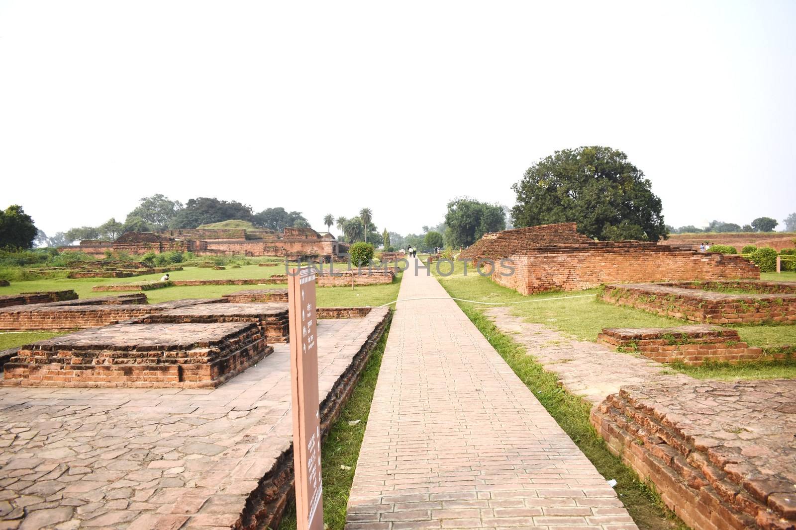 Ruins of Nalanda University at Nalanda, Bihar in India by ravindrabhu165165@gmail.com