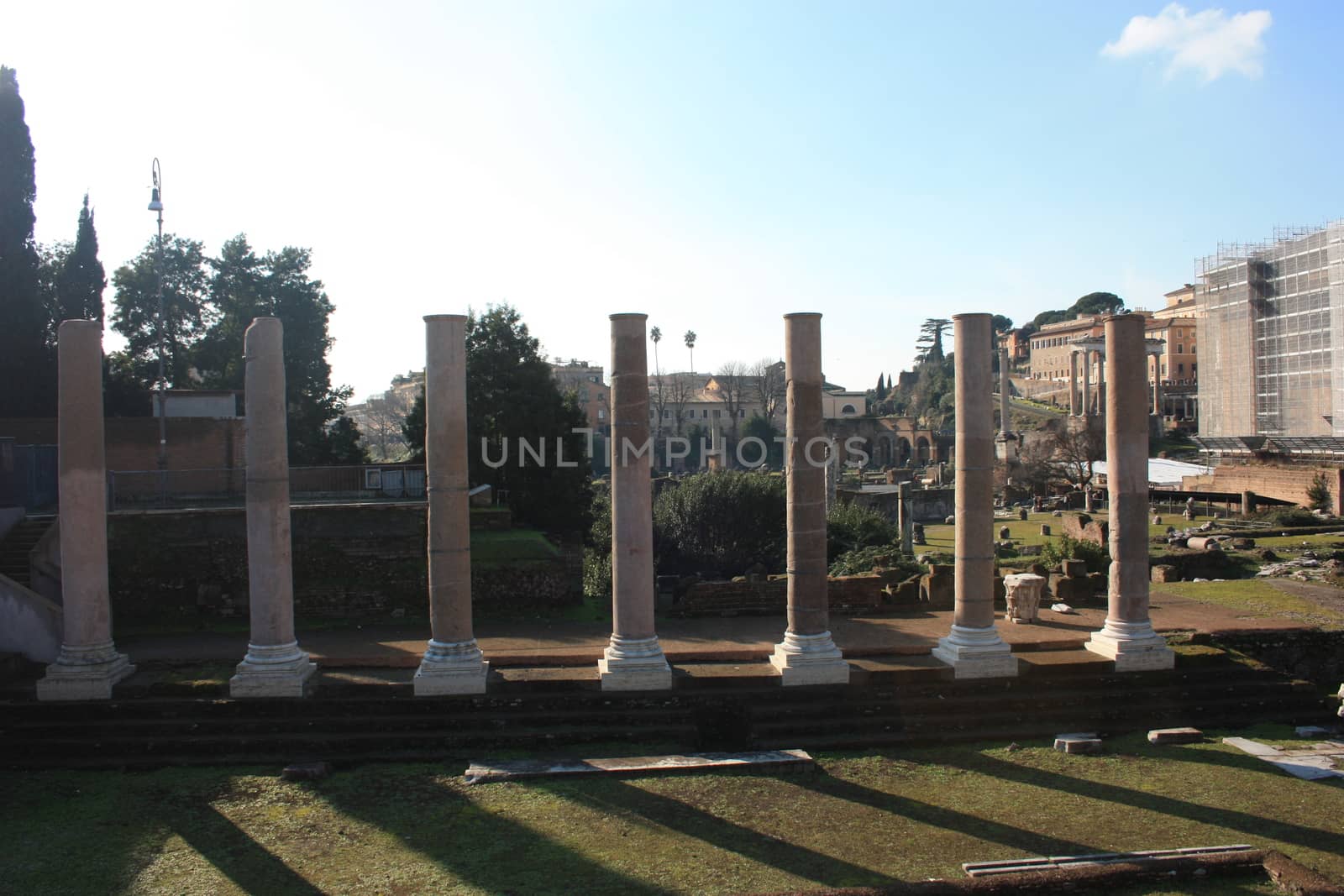 Rome and beautiful historical details in the Imperial Forums in italy