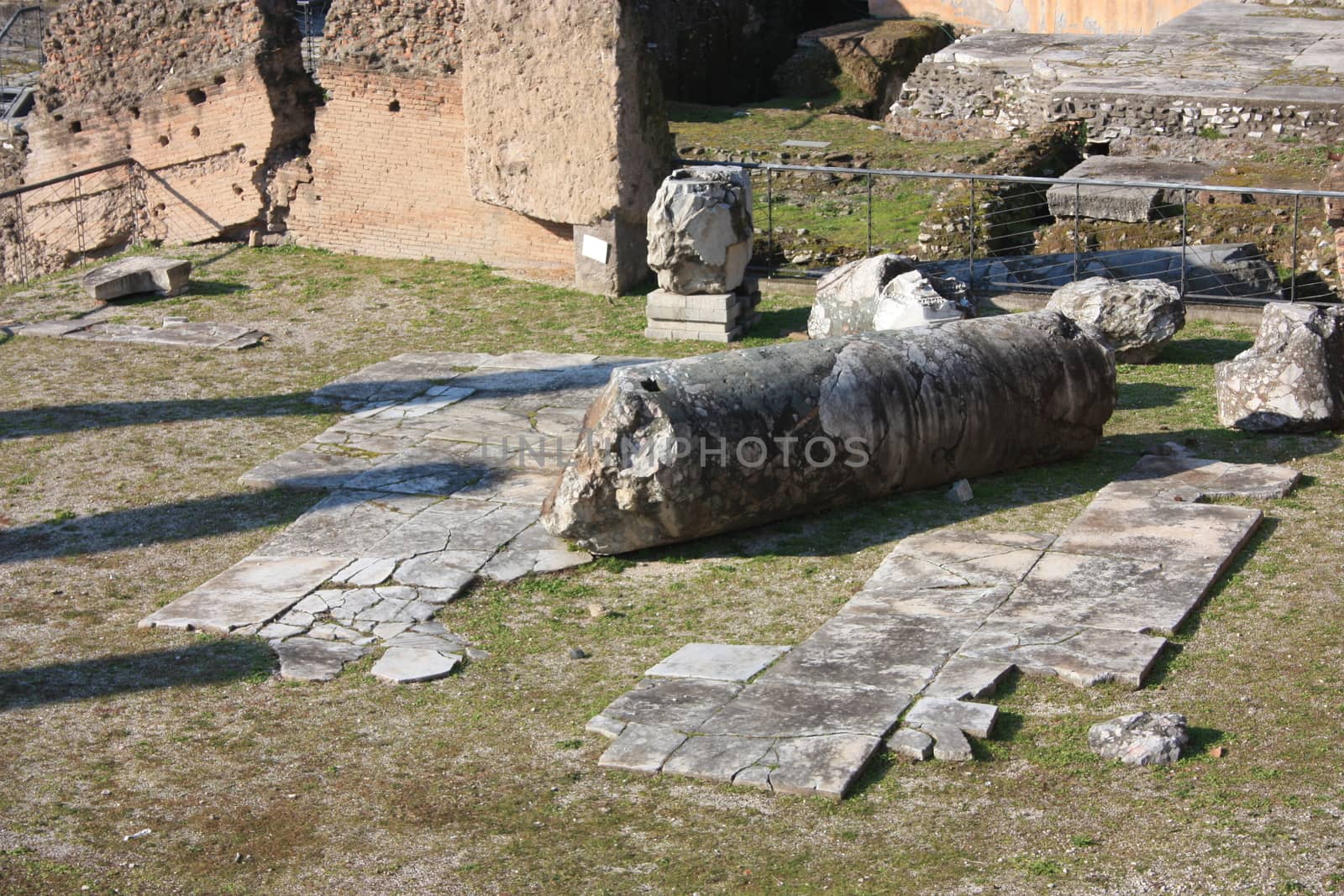 Rome and beautiful historical details in the Imperial Forums in italy