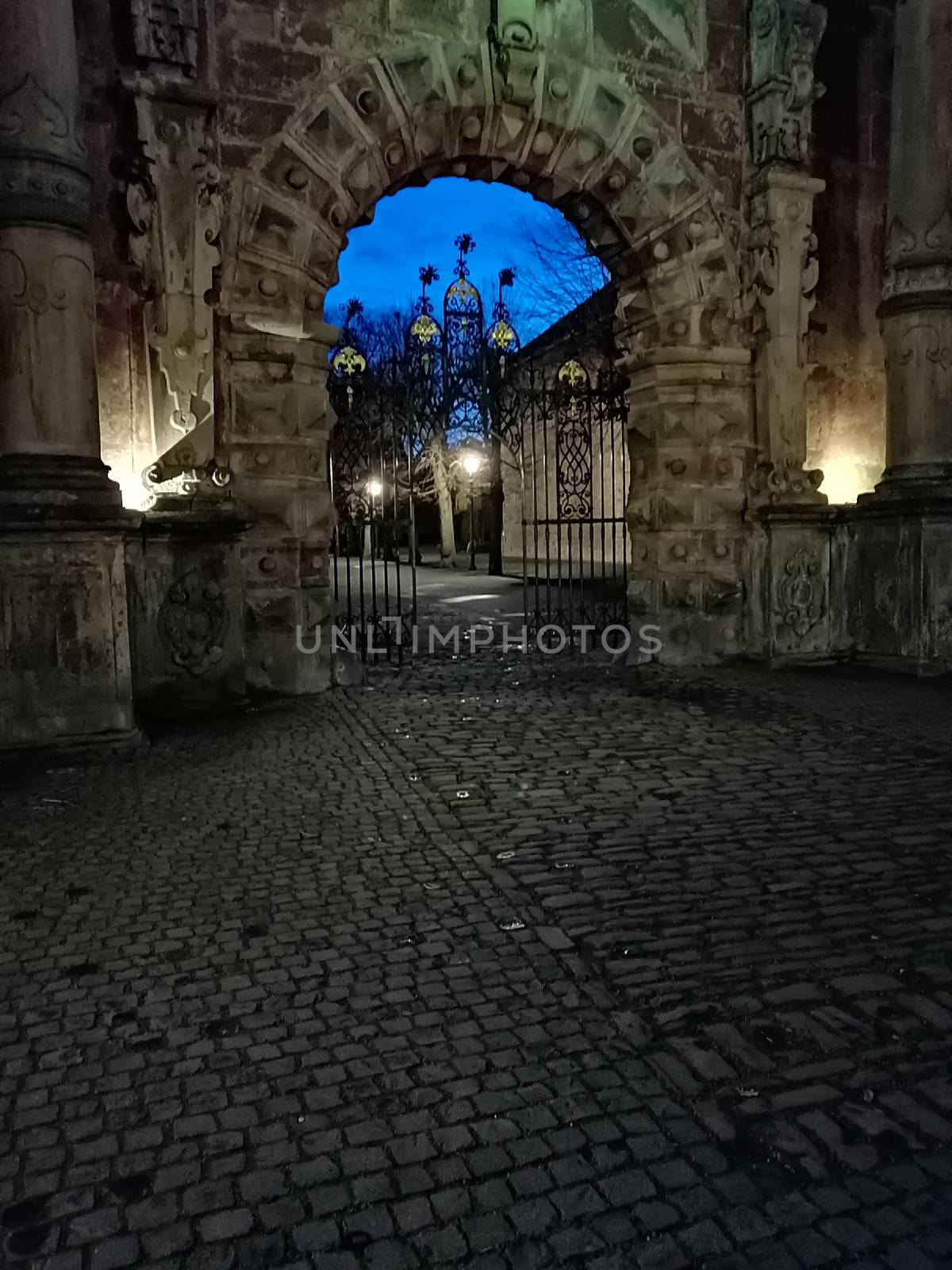 View on gate from Castle leading to market square. by Lenkapenka