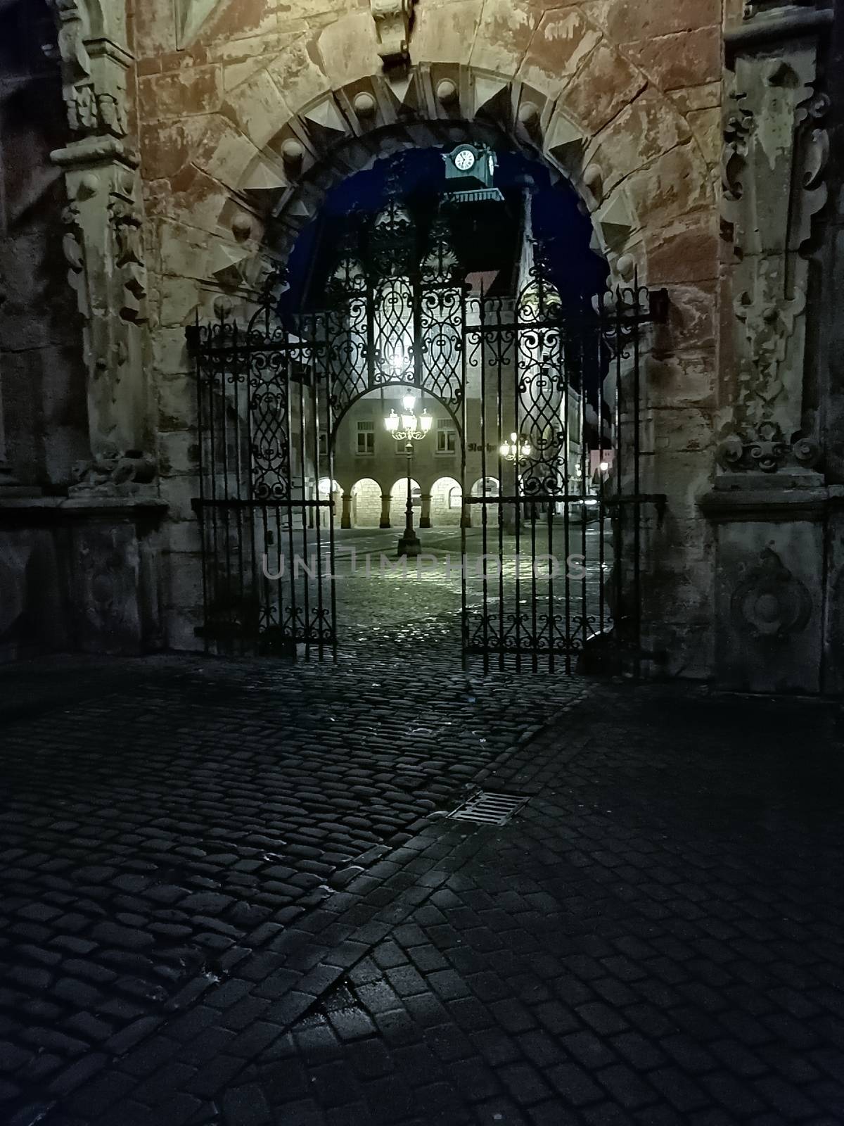 View on gate from Castle leading to market square. by Lenkapenka