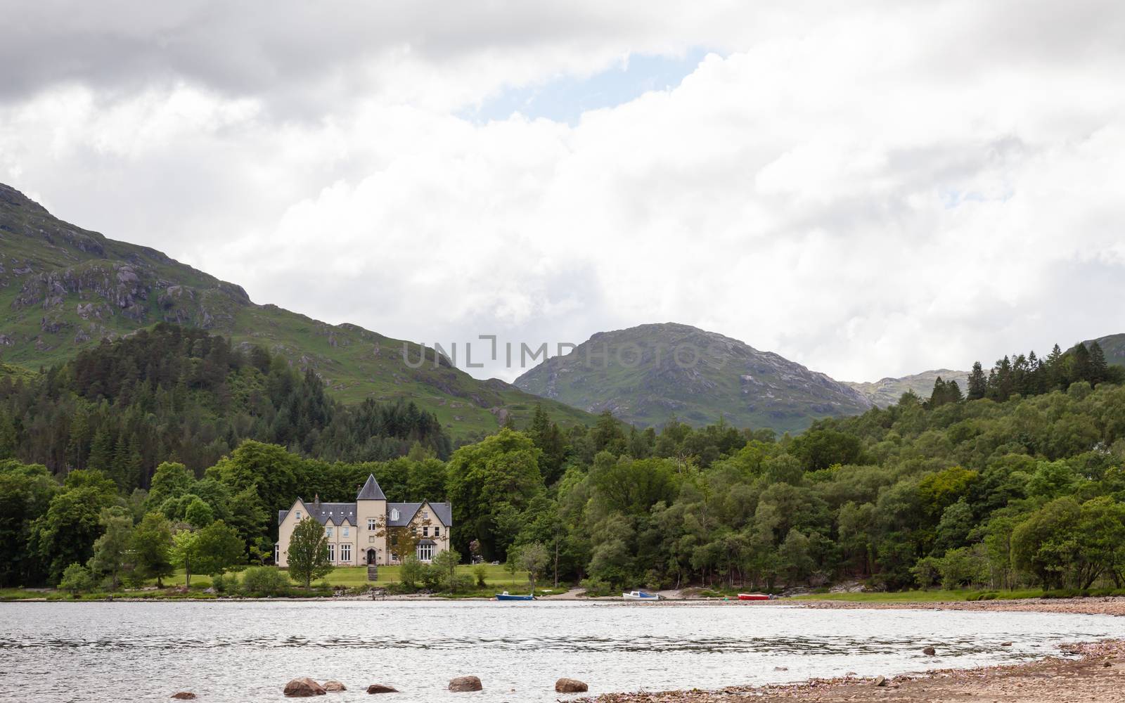 The view across Loch Sheil from Glenfinnan in the Scottish highlands.  Loch Sheil is a freshwater loch on the west coast of Scotland.