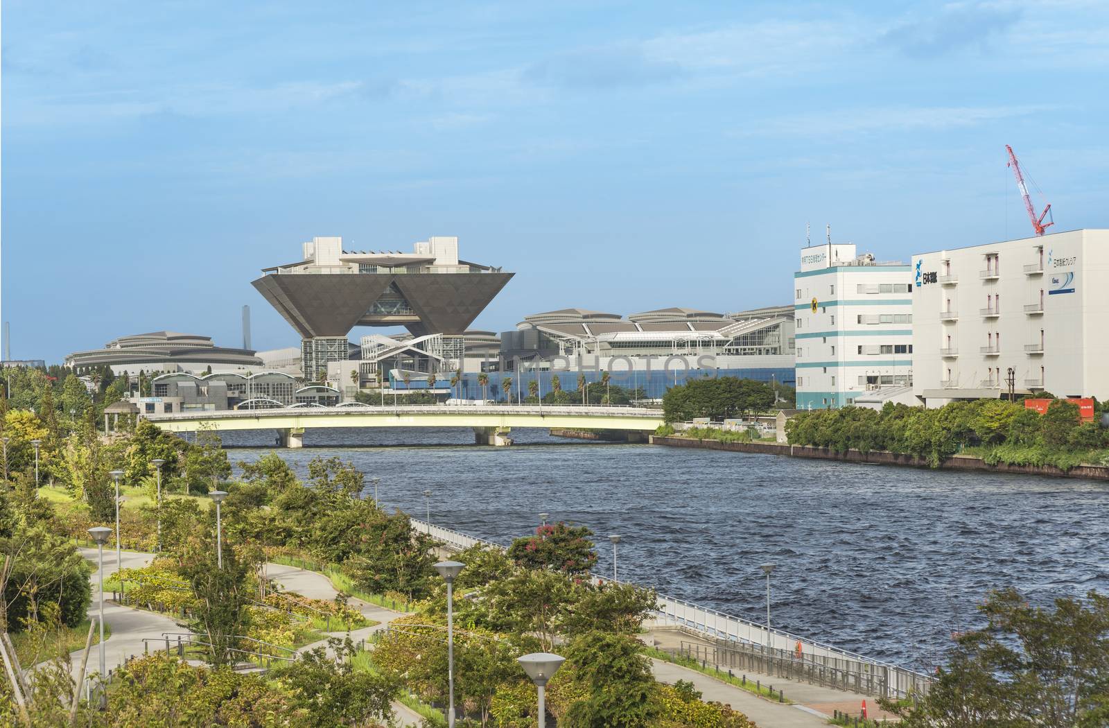 The Tokyo International Exhibition Center more commonly called Tokyo Big Sight is a palace of congresses located in Tokyo Japan. In the summer blue sky its very particular shape gives it a UFO appearance.