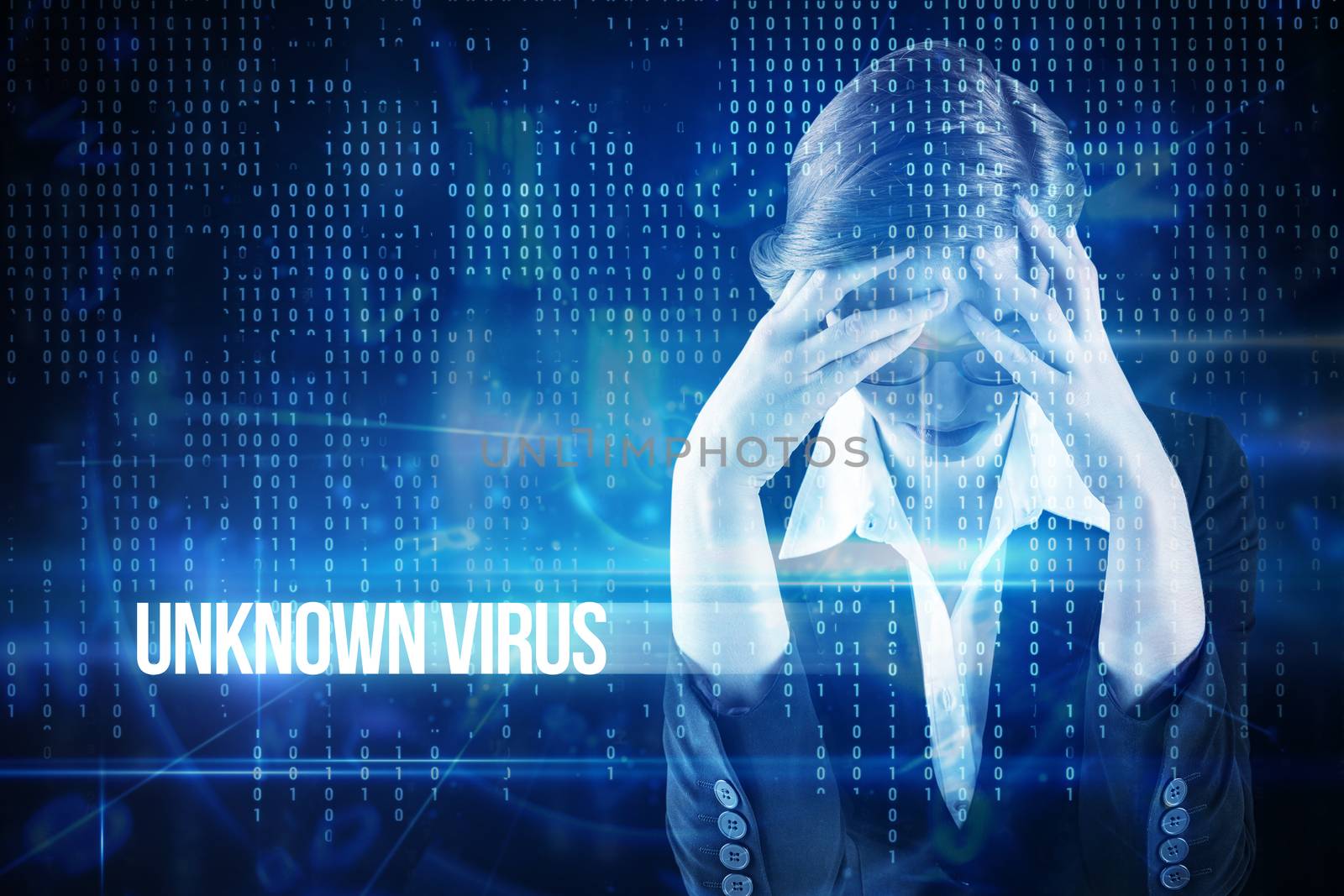 Unknown virus against blue technology interface with binary code by Wavebreakmedia