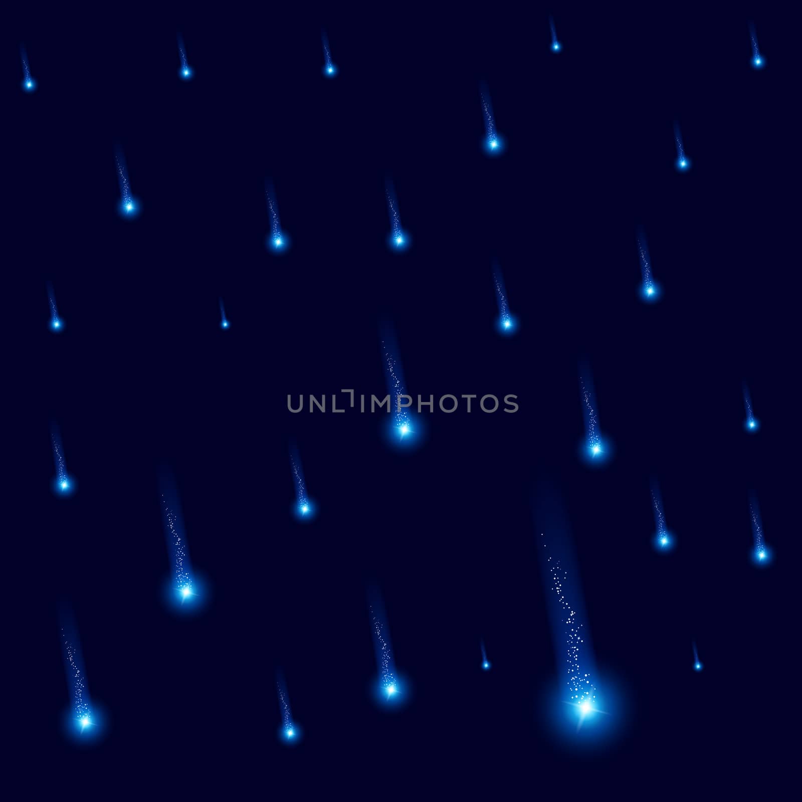 Falling stars on a dark blue background