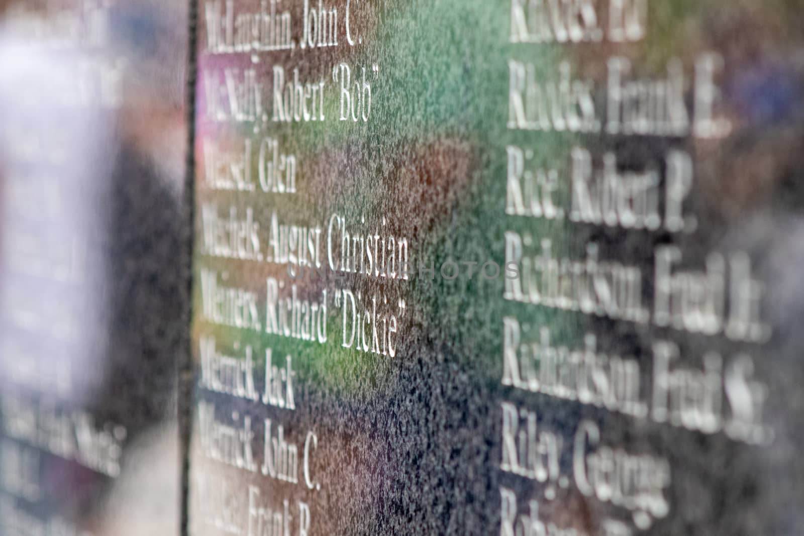 Close up Mount Rushmore wall of name of people who worked on the Monument