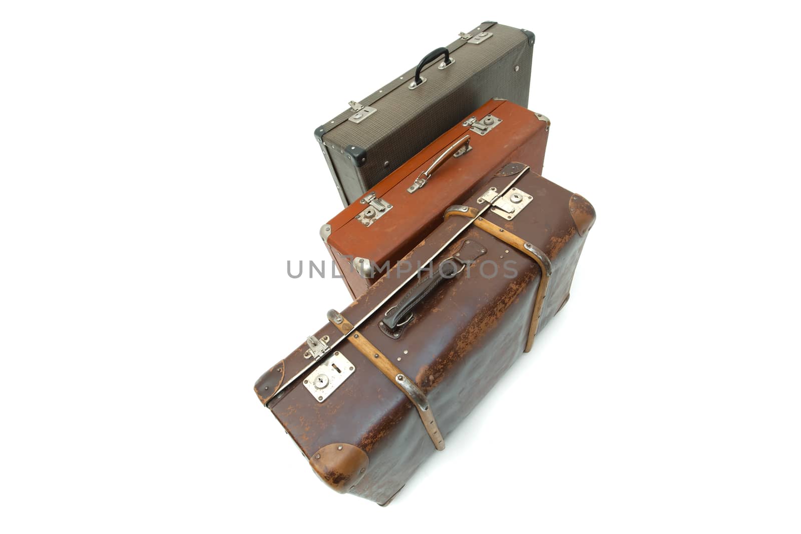 Suitcases on white background. Isolated on white background