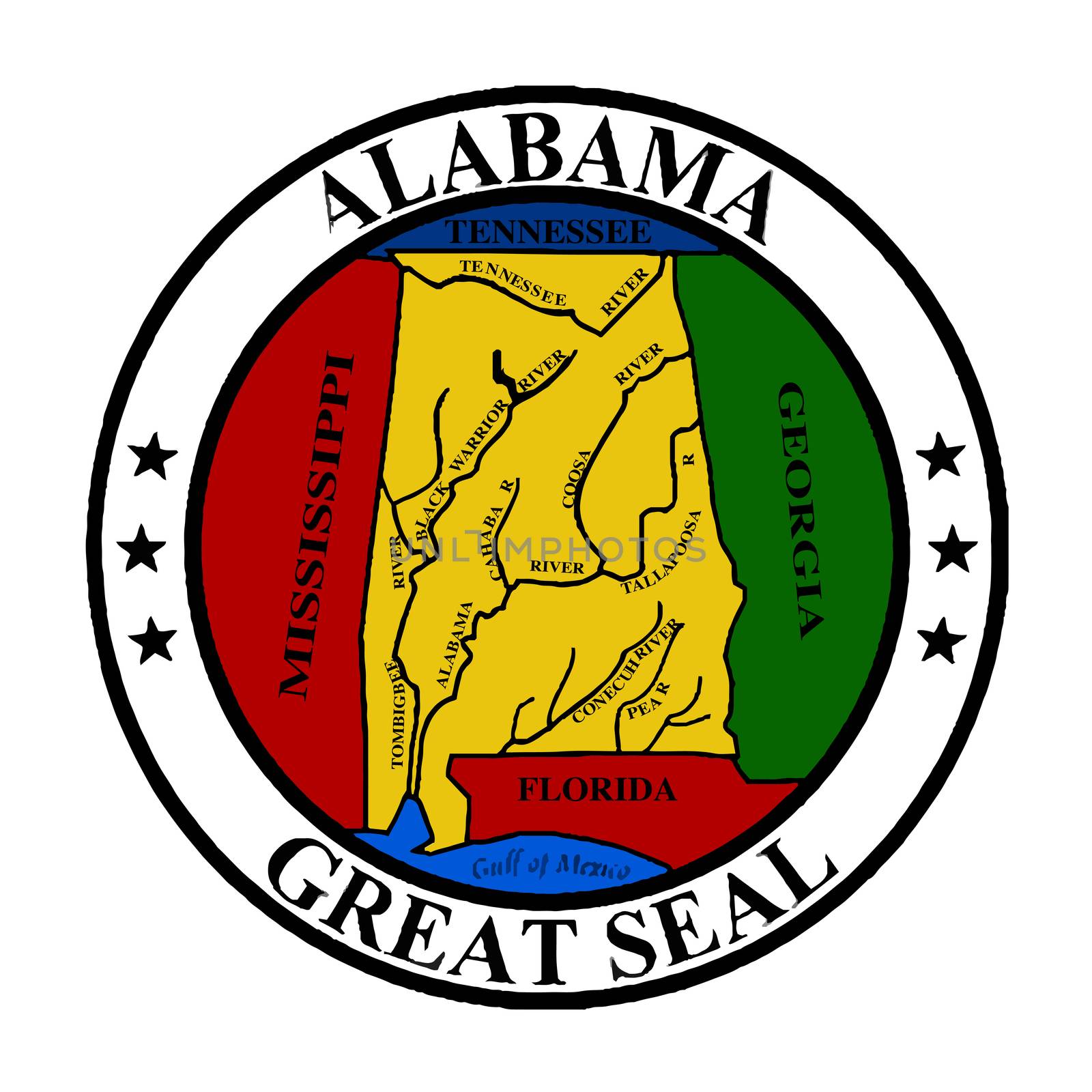 The great seal of Alabama isolated on a white background