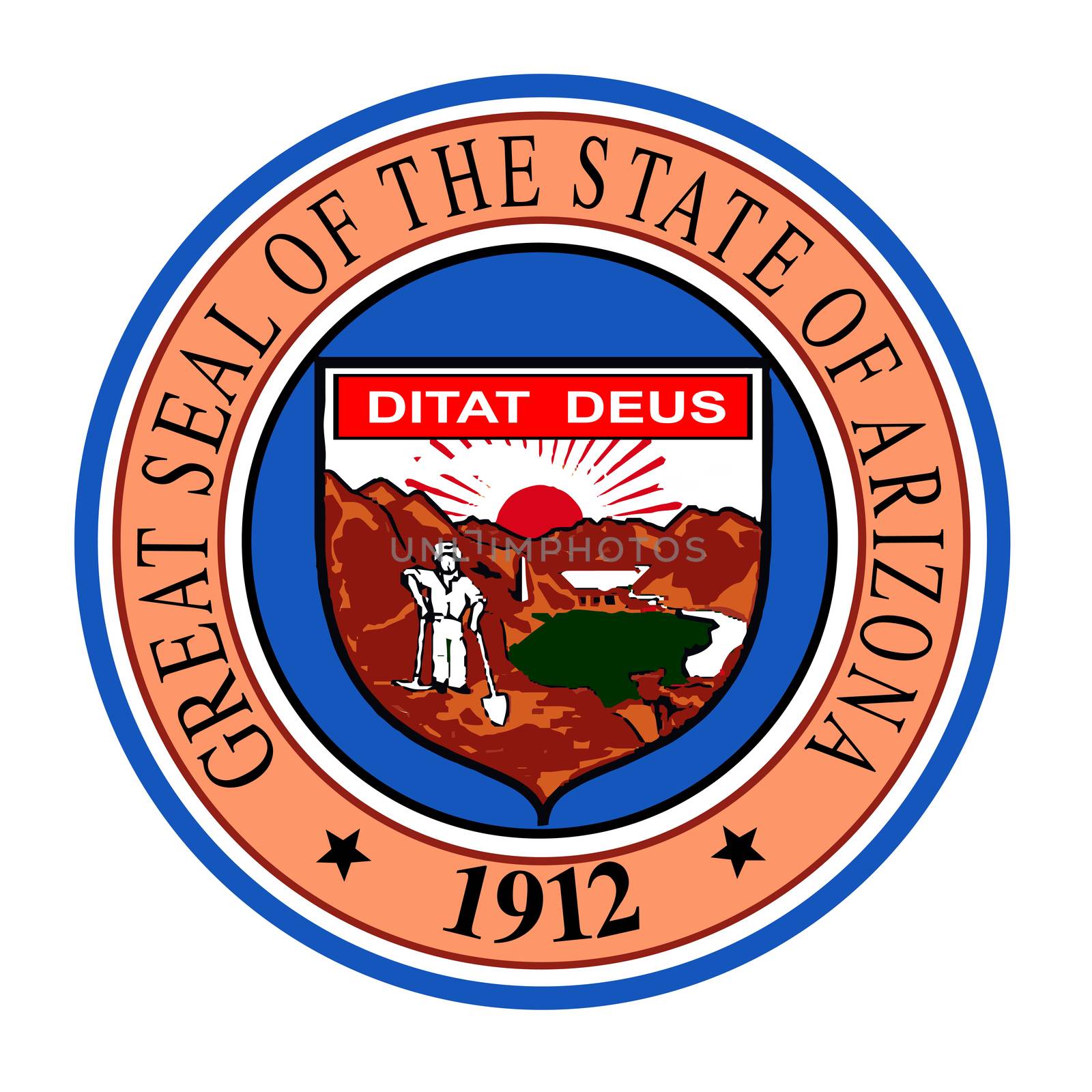 The state seal of Arizona on a white background