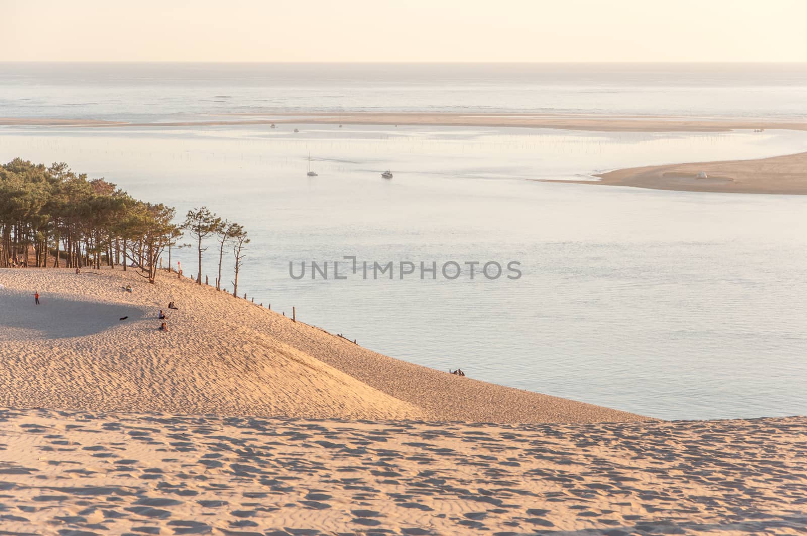setting sun on the pillat dune in the Arcachon basin, France