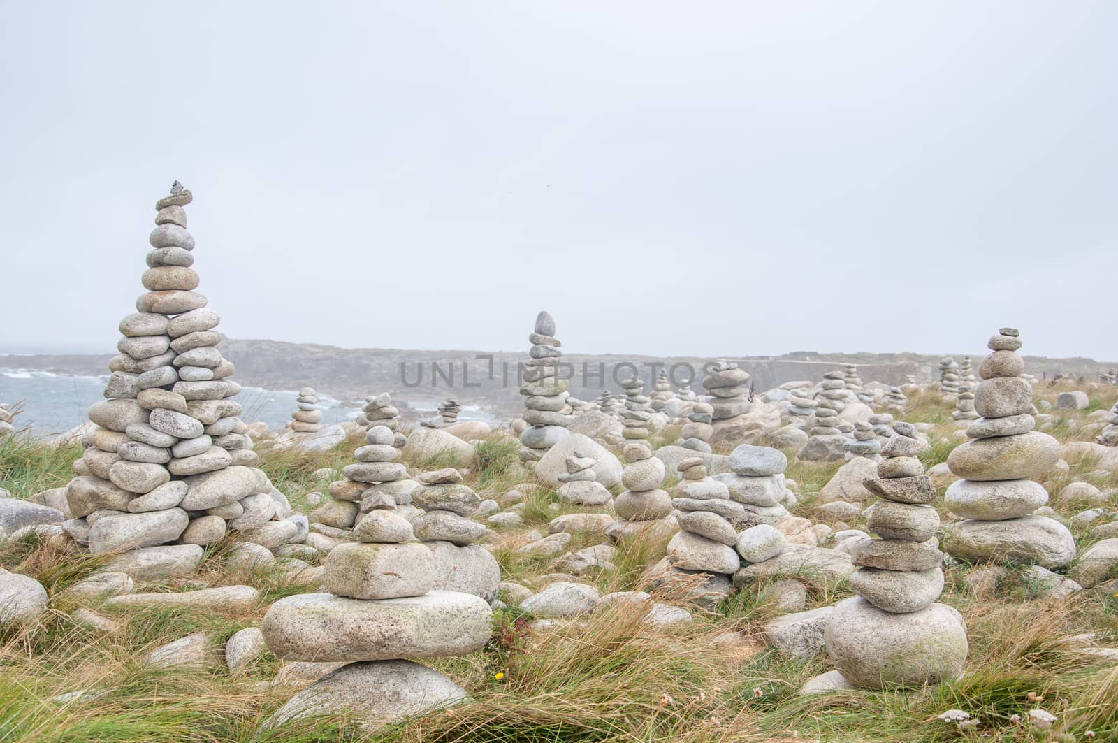 Breton stones and landscapes, Brittany coast, France