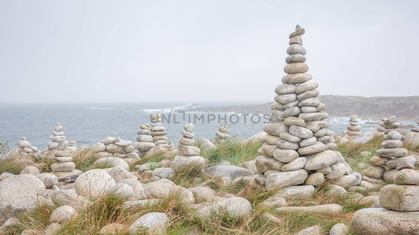Breton stones and landscapes, Brittany coast, France