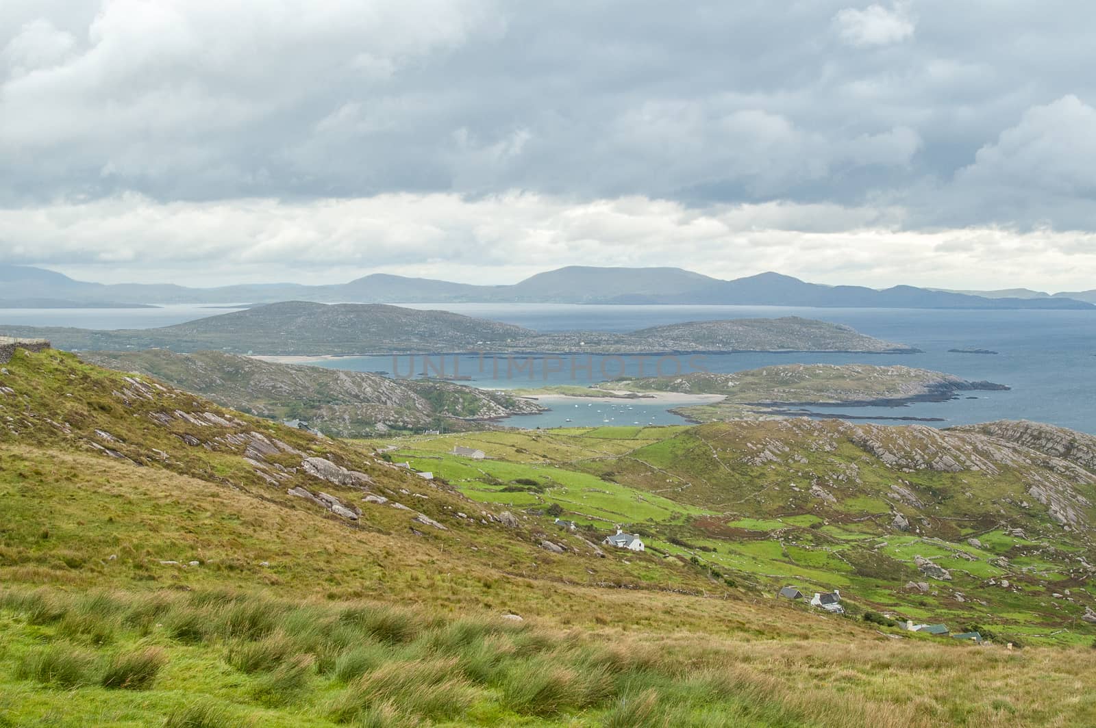 landscape of island ireland seen from the sky, wild nature
