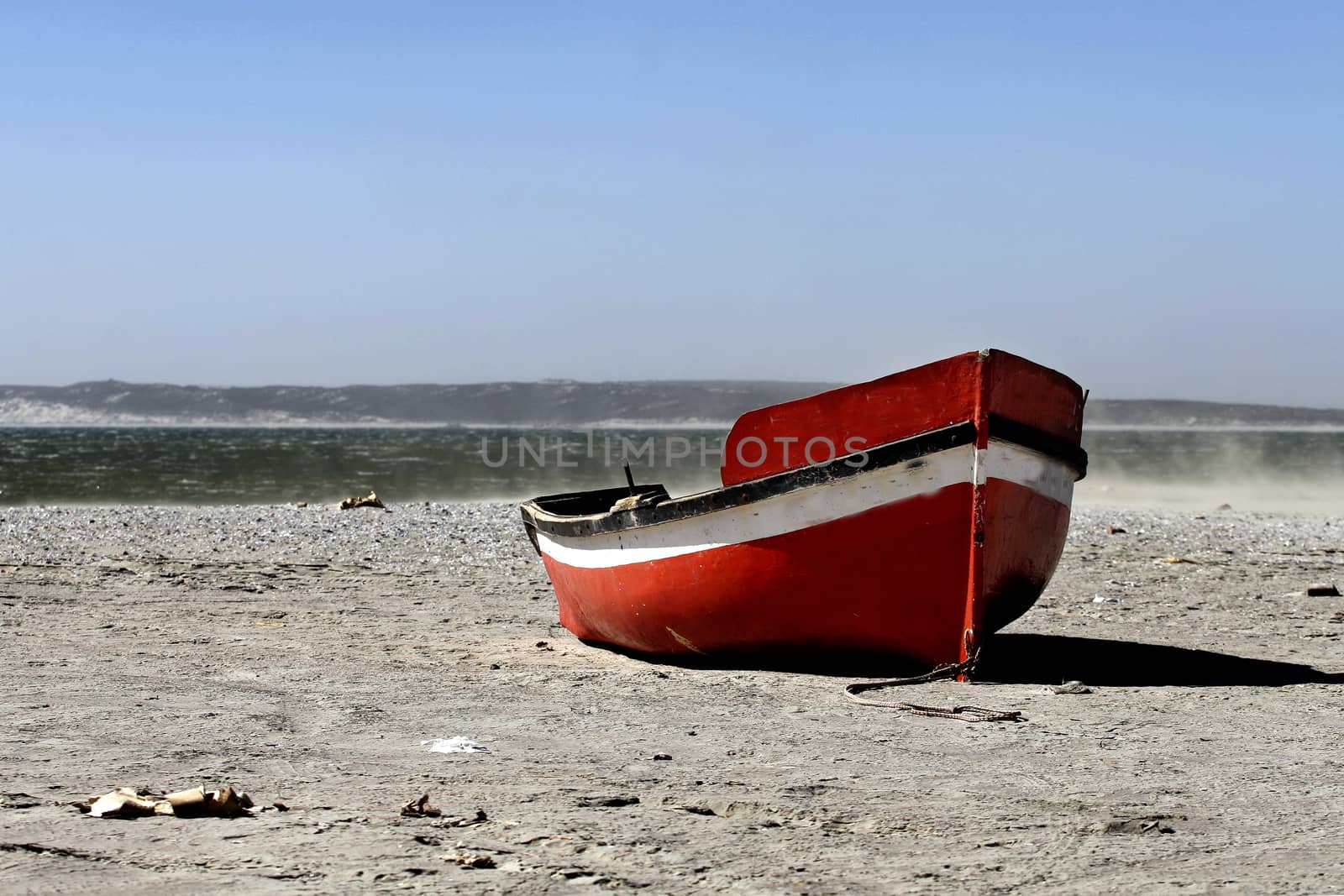 Boat on beach in cape town south africa