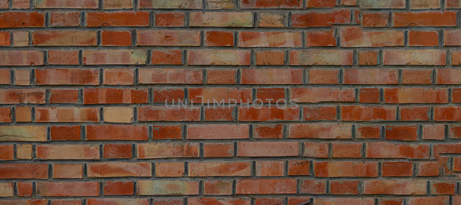 Old red brick European wall for presentation or artwork background with copy space